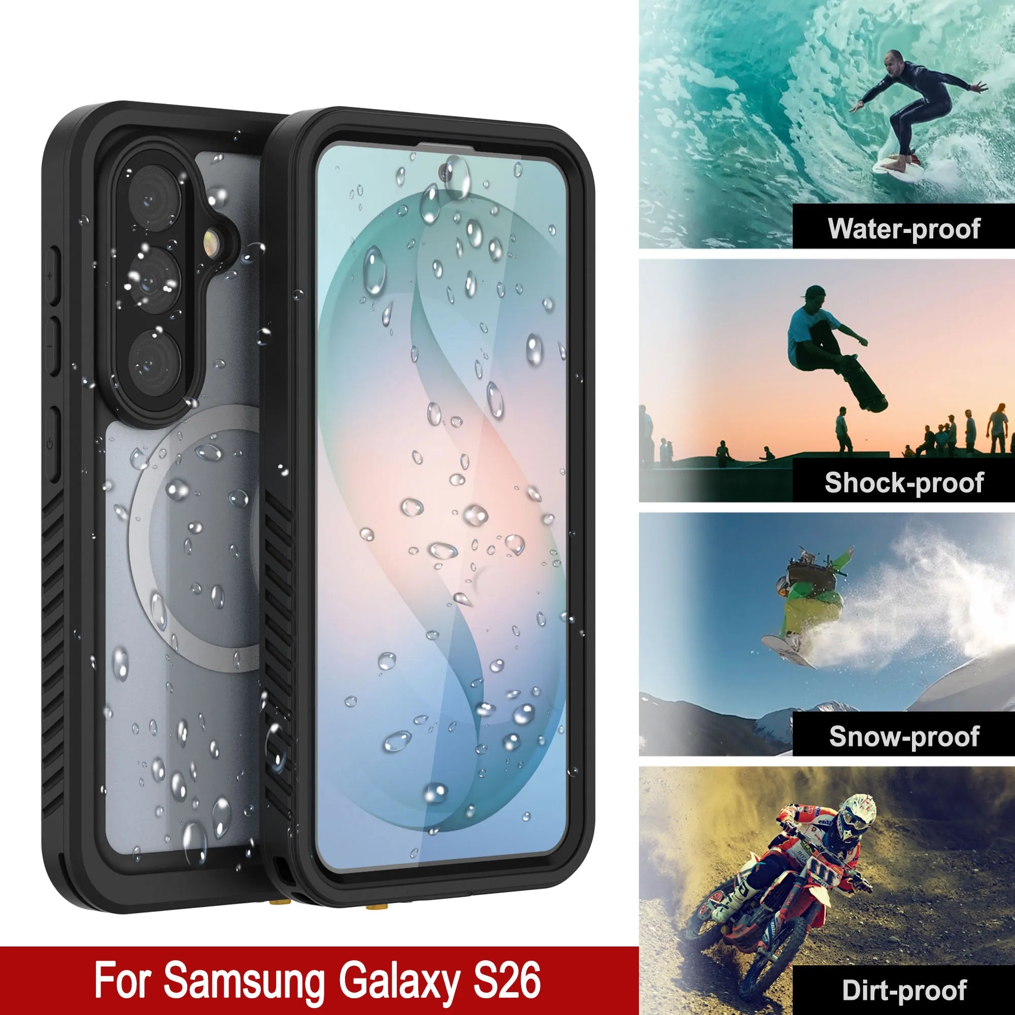Galaxy S26 Waterproof Case, Punkcase [Extreme Mag Series] Armor Cover W/ Built In Screen Protector [Black]