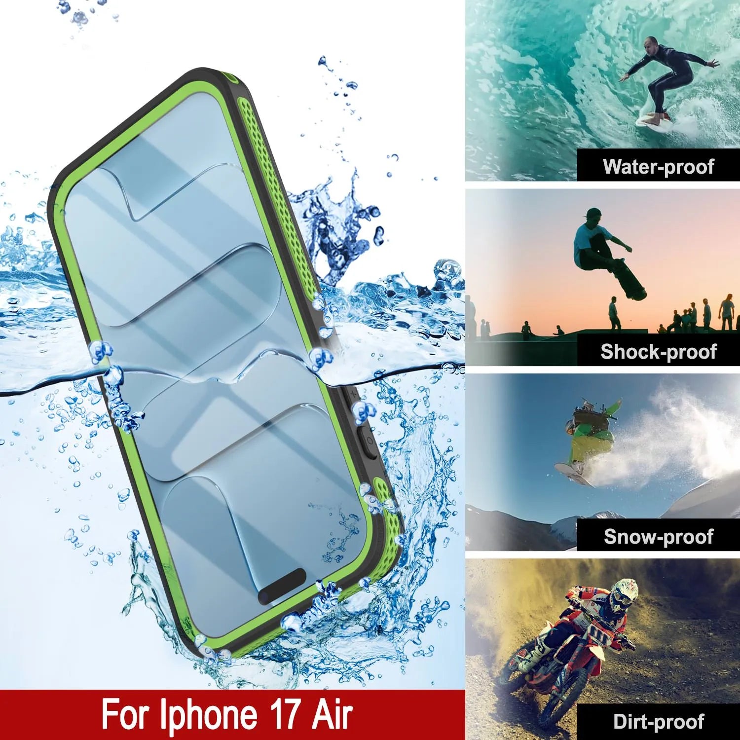 iPhone 17 Air Waterproof Case [Kickstud 2.0 Series] Protective IP68 Cover W/Screen Protector & Kickstand [Green]