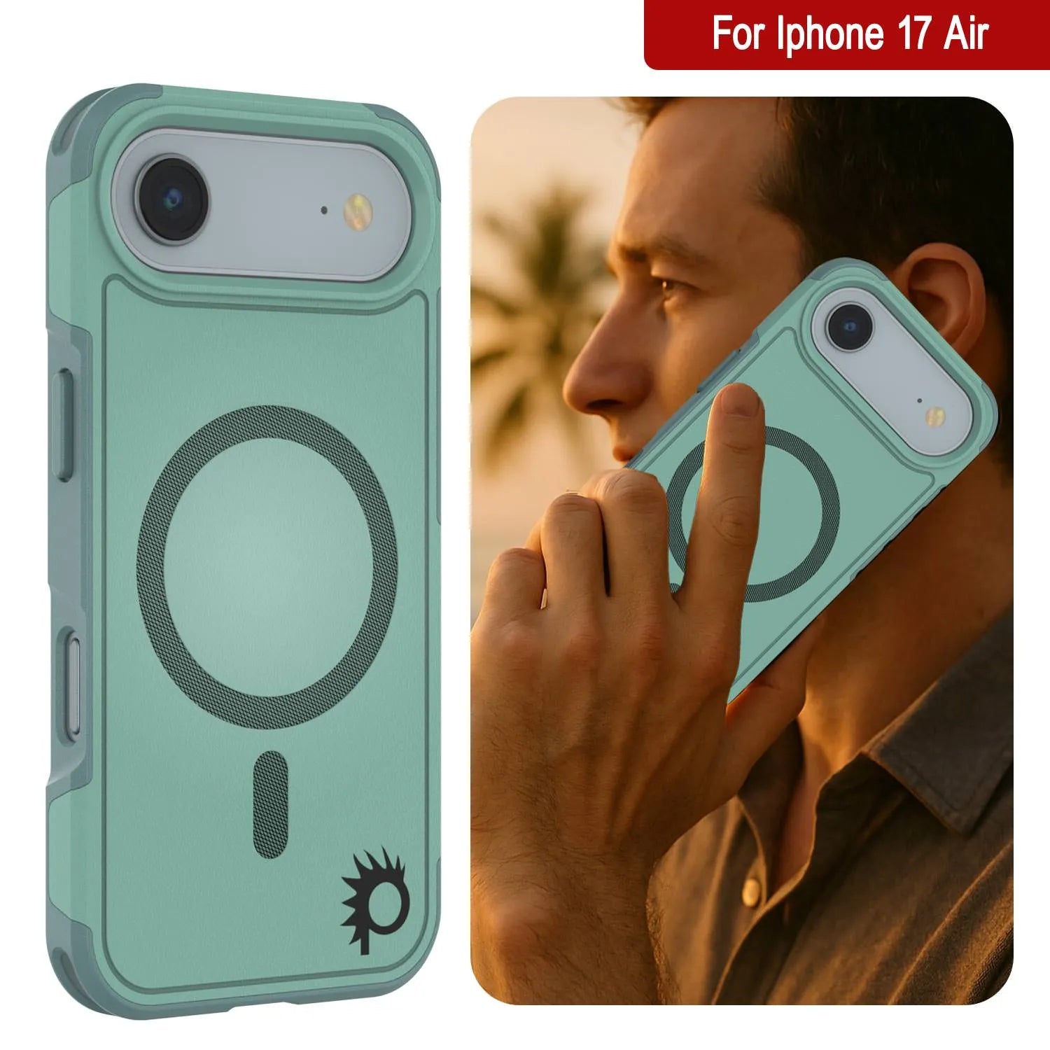 PunkCase iPhone 17 Air Case, [Spartan 2.0 Series] Clear Rugged Heavy Duty Cover W/Built in Screen Protector [teal]