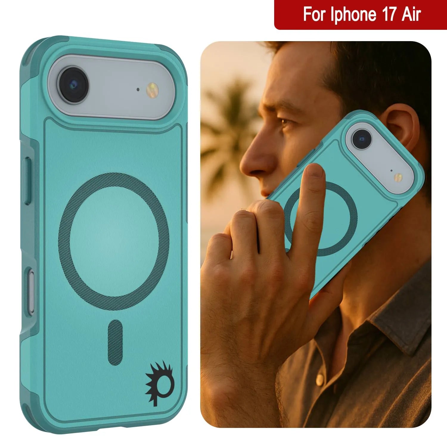 PunkCase iPhone 17 Air Case, [Spartan 2.0 Series] Clear Rugged Heavy Duty Cover W/Built in Screen Protector [Blue]