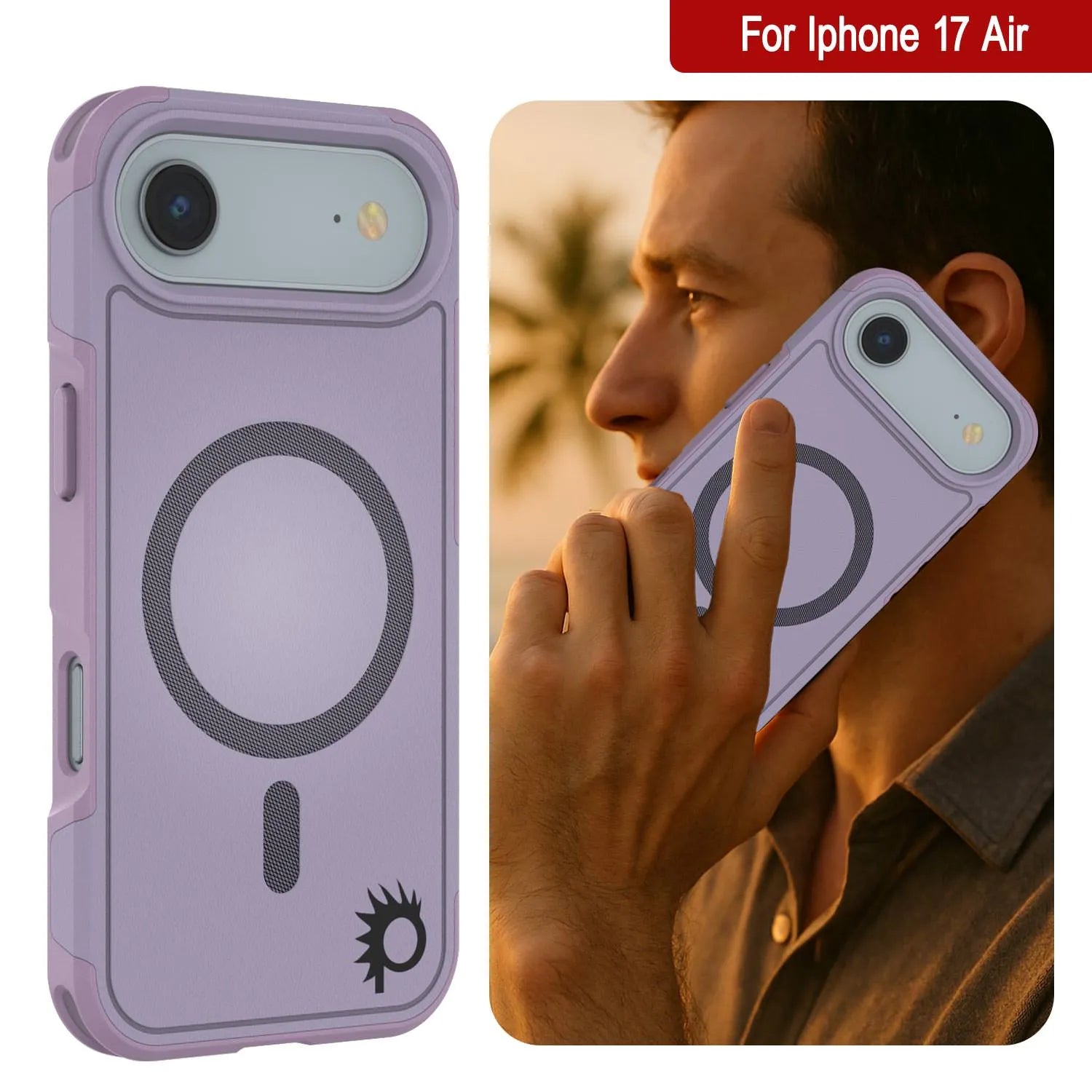 PunkCase iPhone 17 Air Case, [Spartan 2.0 Series] Clear Rugged Heavy Duty Cover W/Built in Screen Protector [lilac]