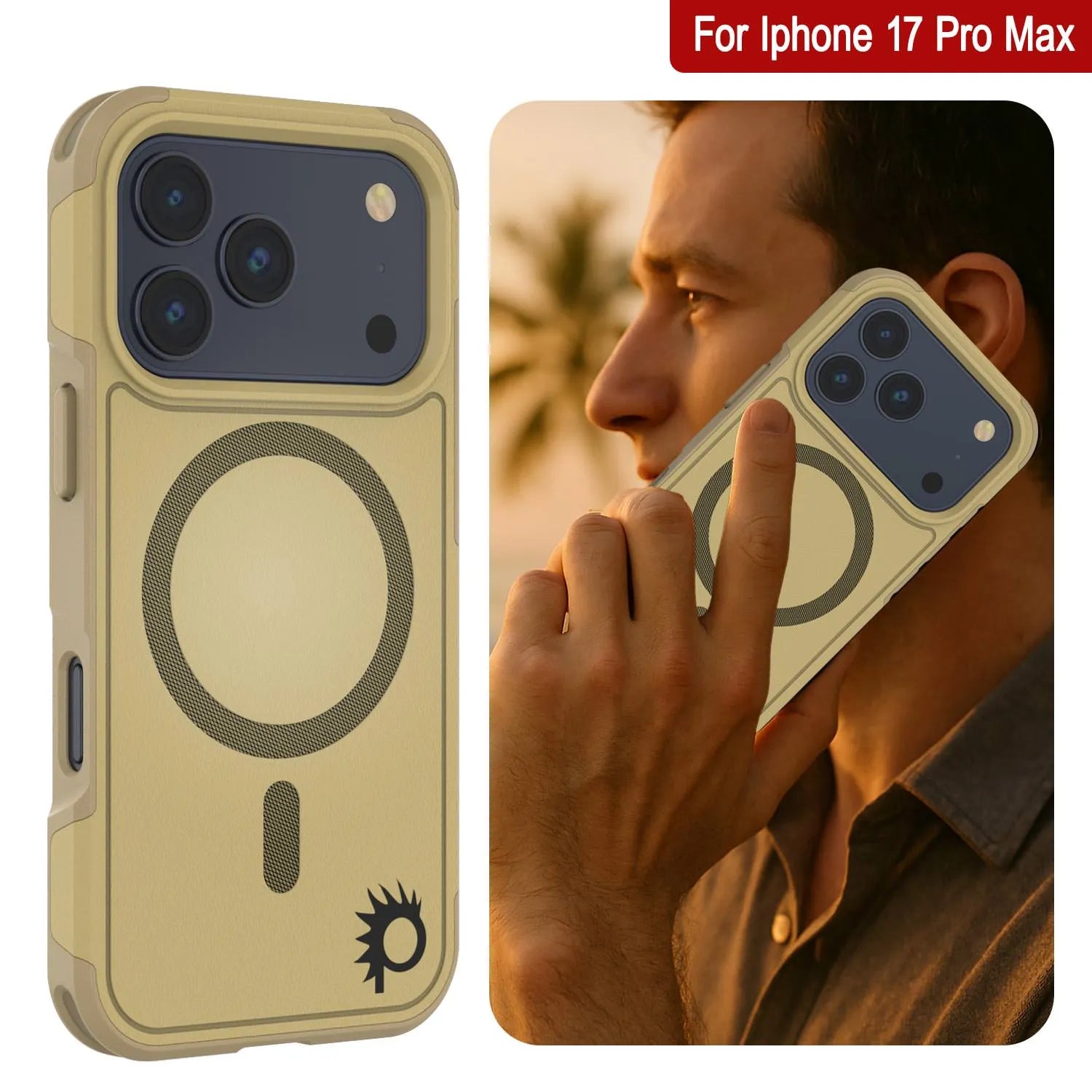 PunkCase iPhone 17 Pro Max Case, [Spartan 2.0 Series] Clear Rugged Heavy Duty Cover W/Built in Screen Protector [yellow]