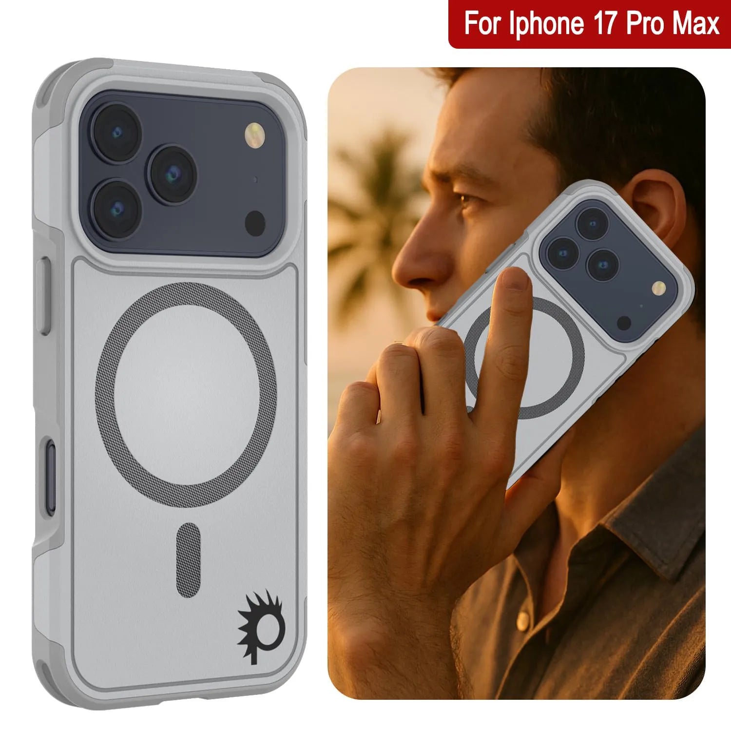 PunkCase iPhone 17 Pro Max Case, [Spartan 2.0 Series] Clear Rugged Heavy Duty Cover W/Built in Screen Protector [white]