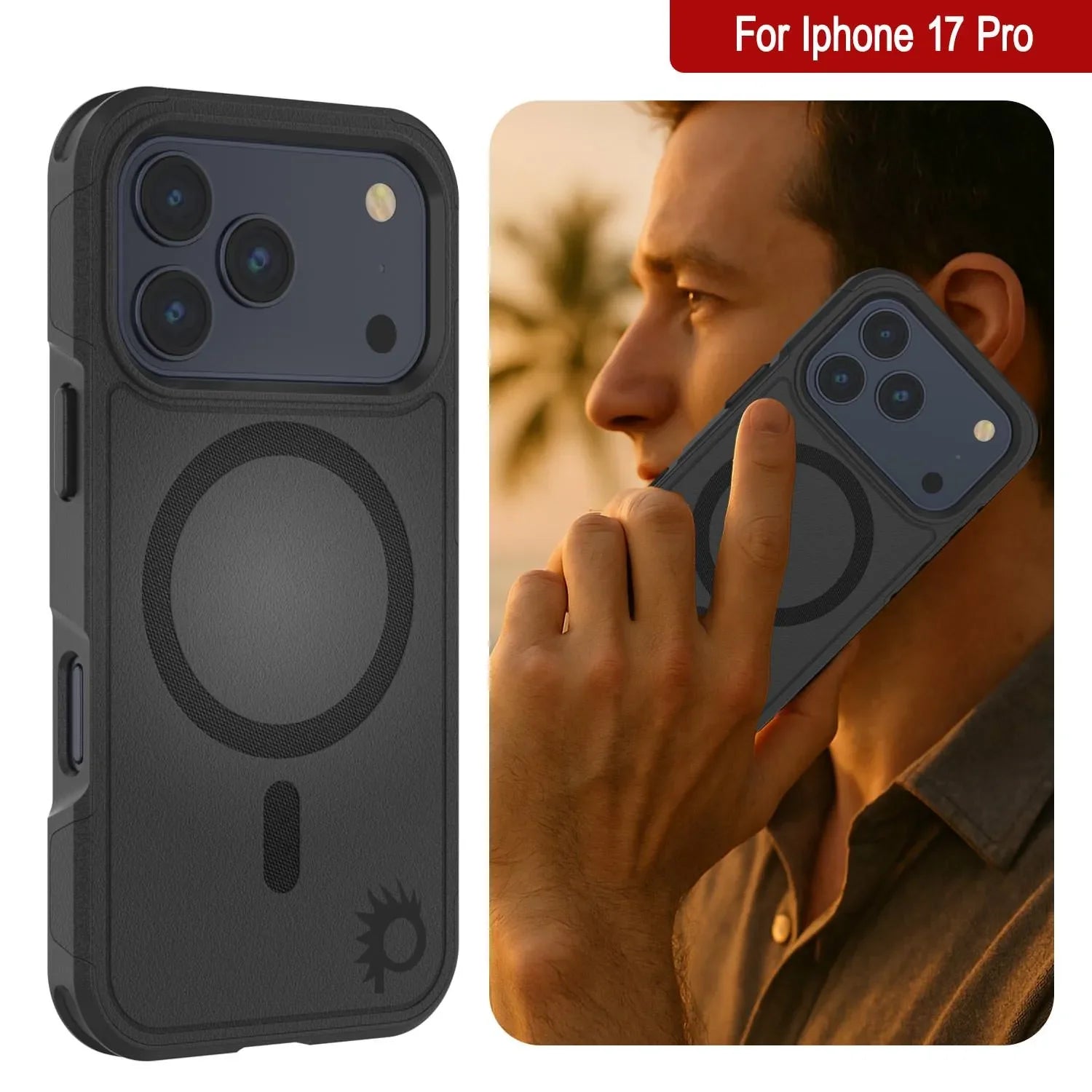 PunkCase iPhone 17 Pro Case, [Spartan 2.0 Series] Clear Rugged Heavy Duty Cover W/Built in Screen Protector [Black]