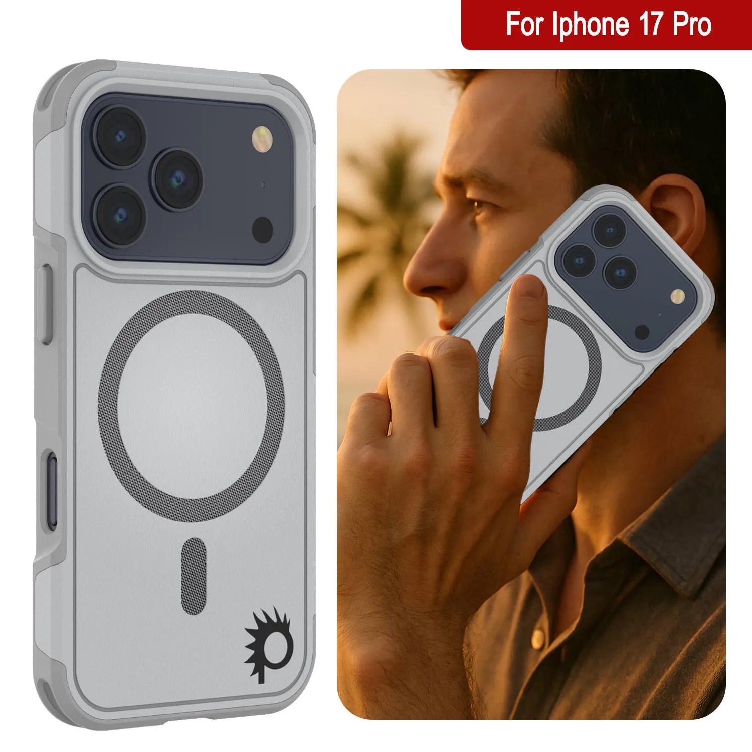 PunkCase iPhone 17 Pro Case, [Spartan 2.0 Series] Clear Rugged Heavy Duty Cover W/Built in Screen Protector [white]