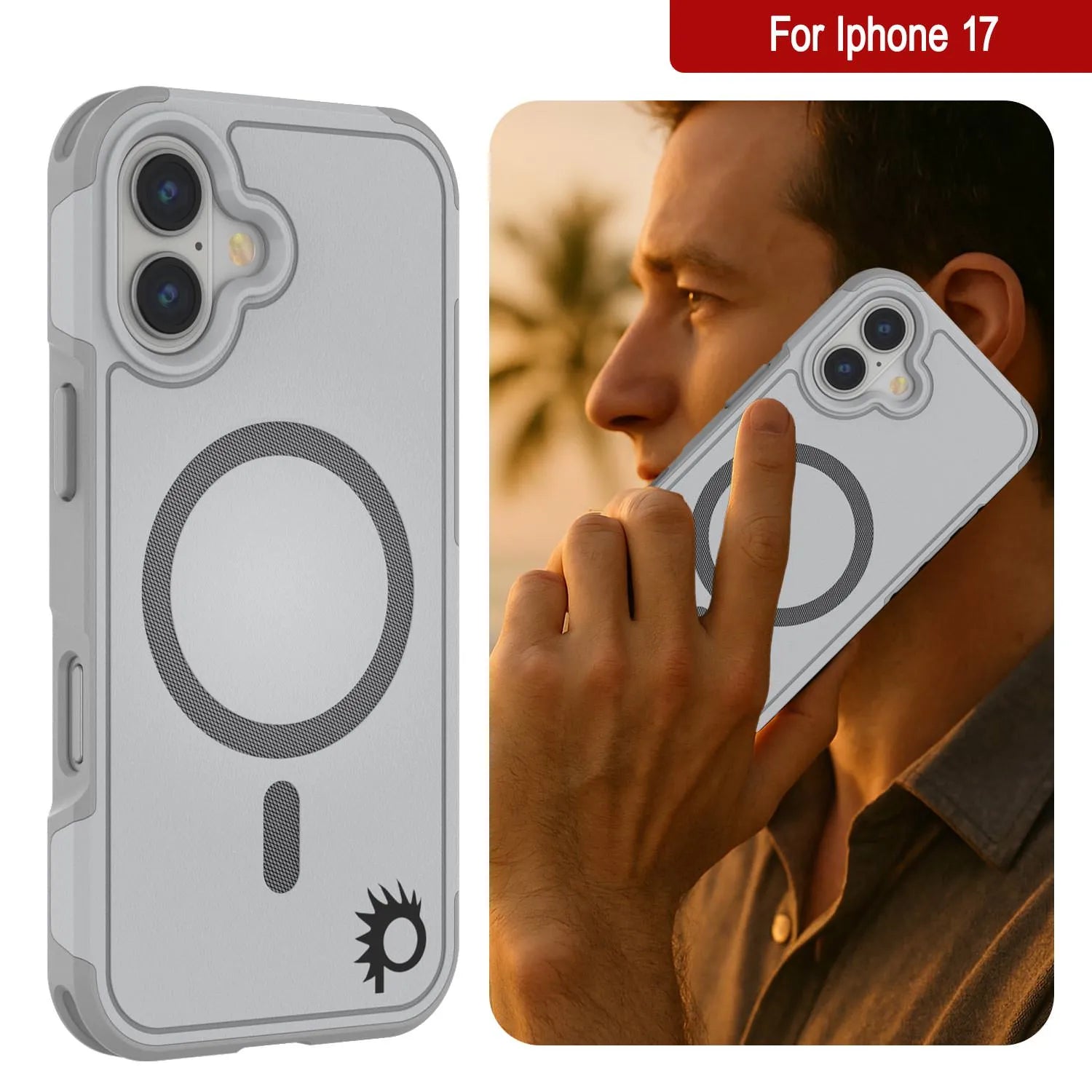 PunkCase iPhone 17 Case, [Spartan 2.0 Series] Clear Rugged Heavy Duty Cover W/Built in Screen Protector [white]