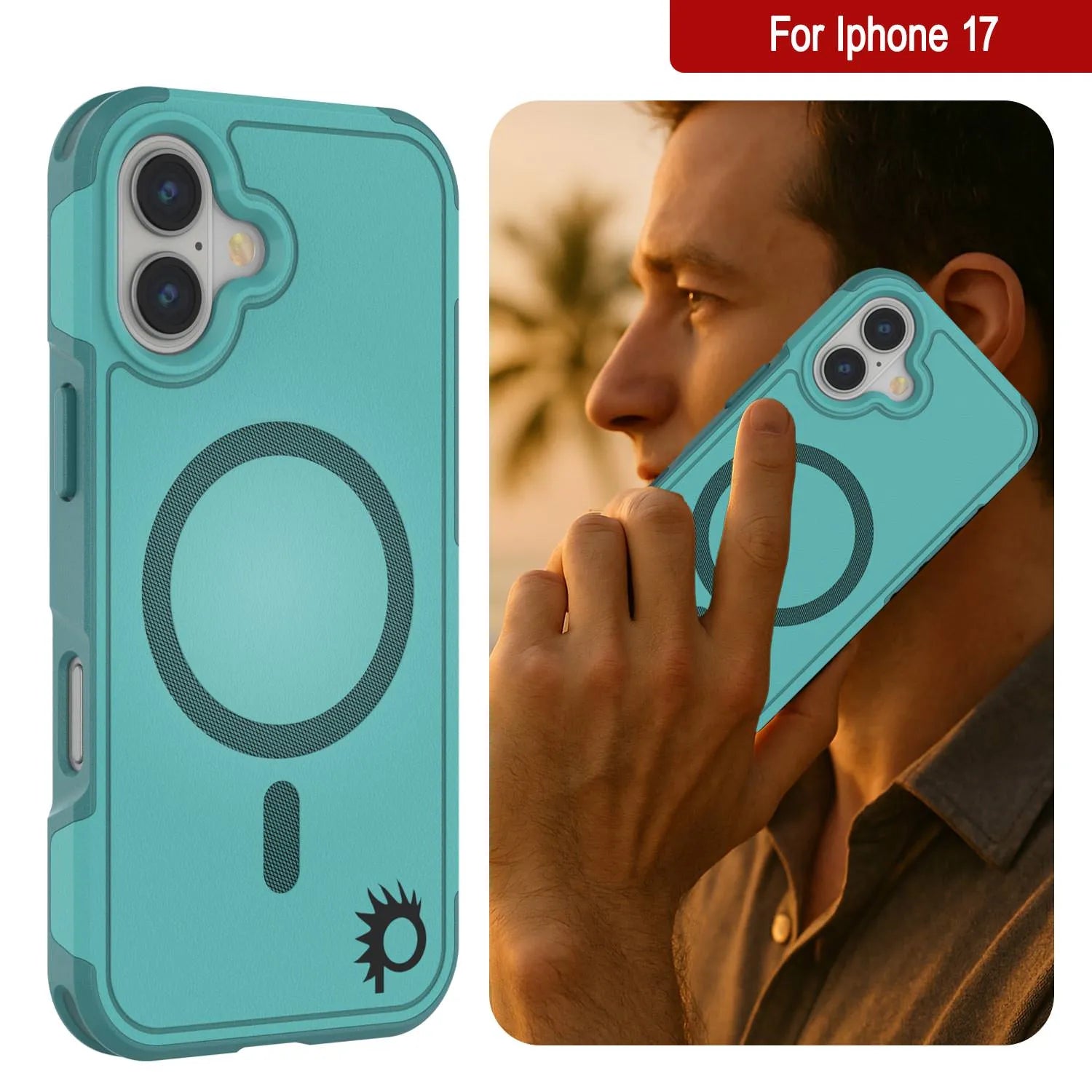 PunkCase iPhone 17 Case, [Spartan 2.0 Series] Clear Rugged Heavy Duty Cover W/Built in Screen Protector [Blue]