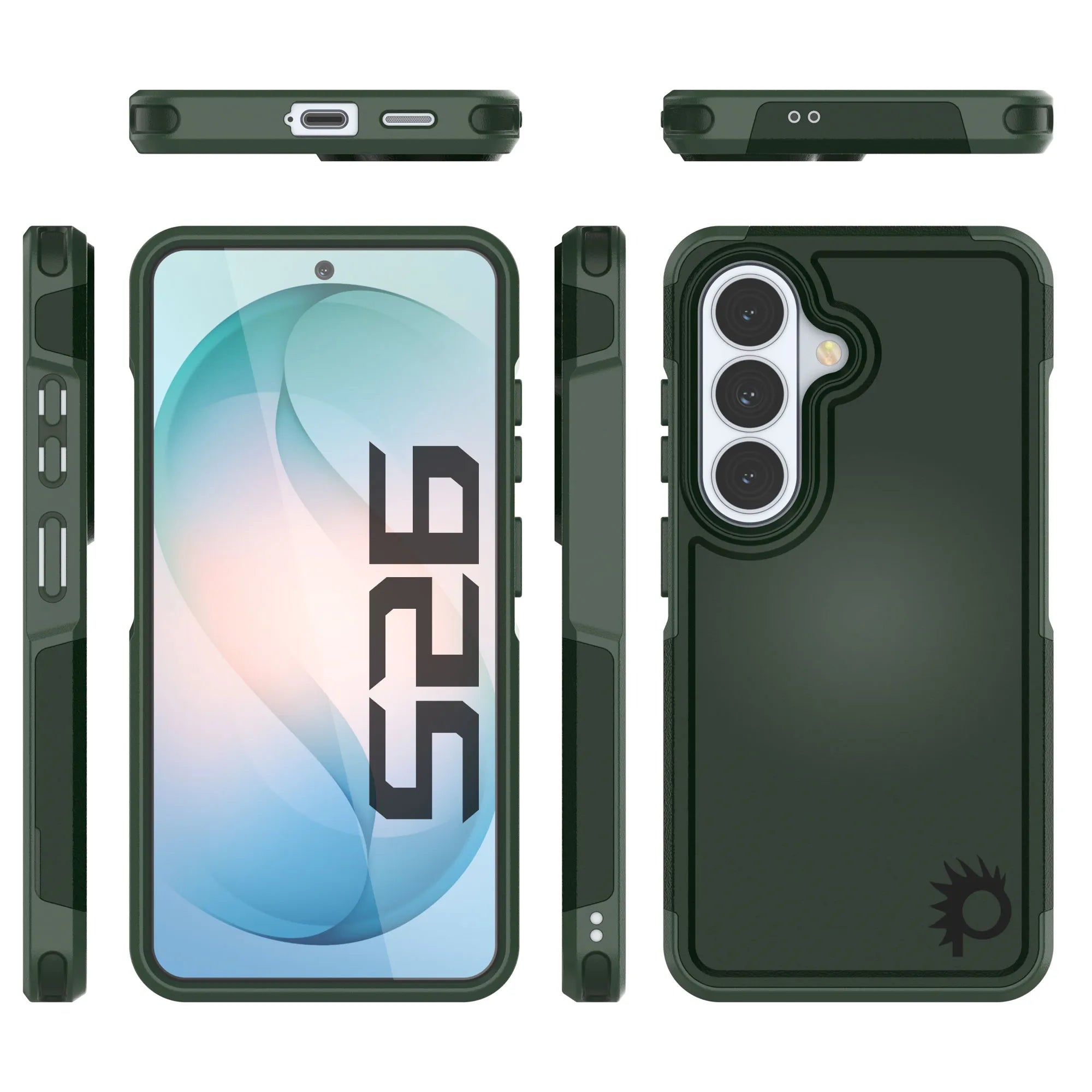PunkCase Galaxy S26 Case, [Spartan 2.0 Series] Clear Rugged Heavy Duty Cover [Dark Green]