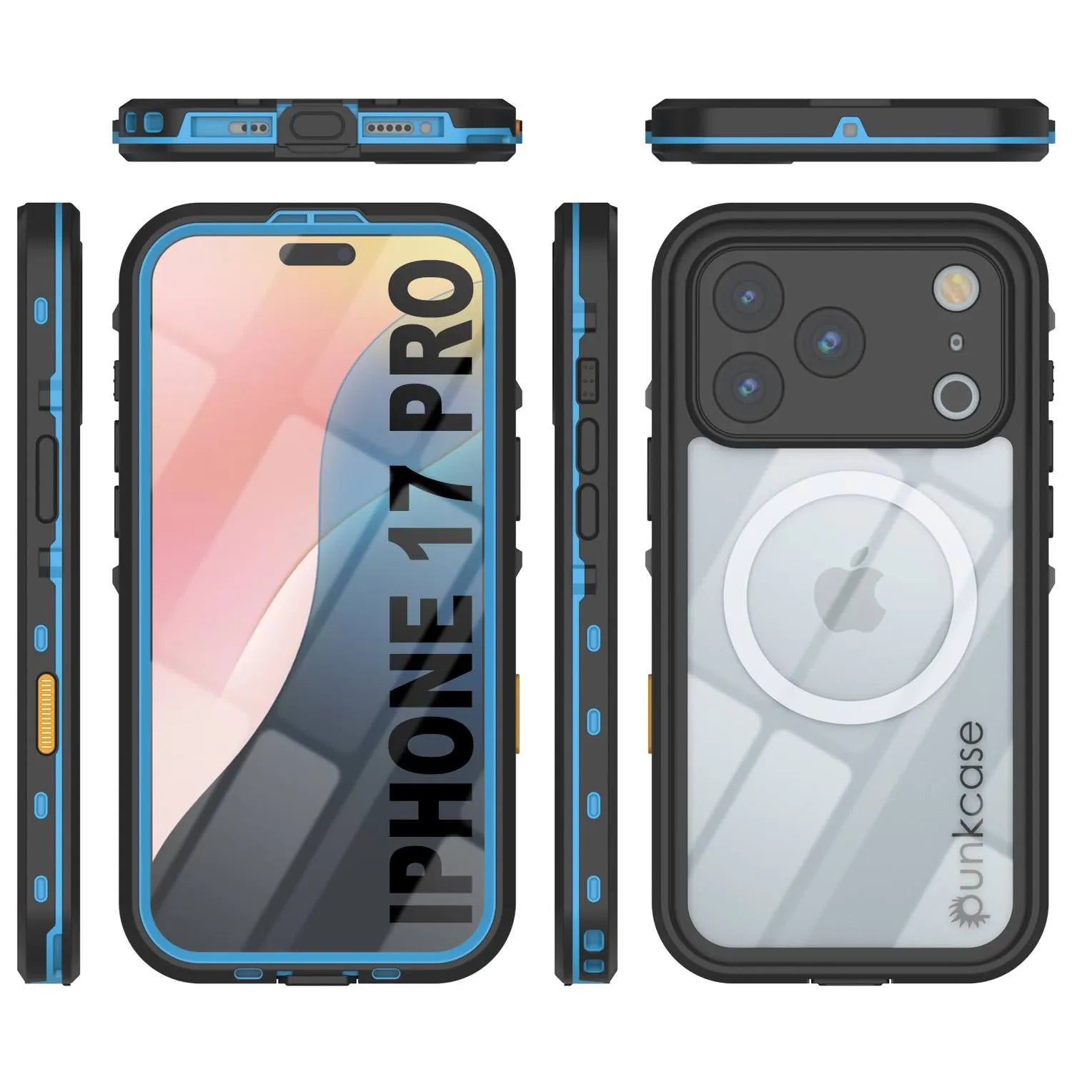 iPhone 17 Pro Waterproof IP68 Case, Punkcase [Light blue] [StudStar Series] [Slim Fit] [Dirtproof]