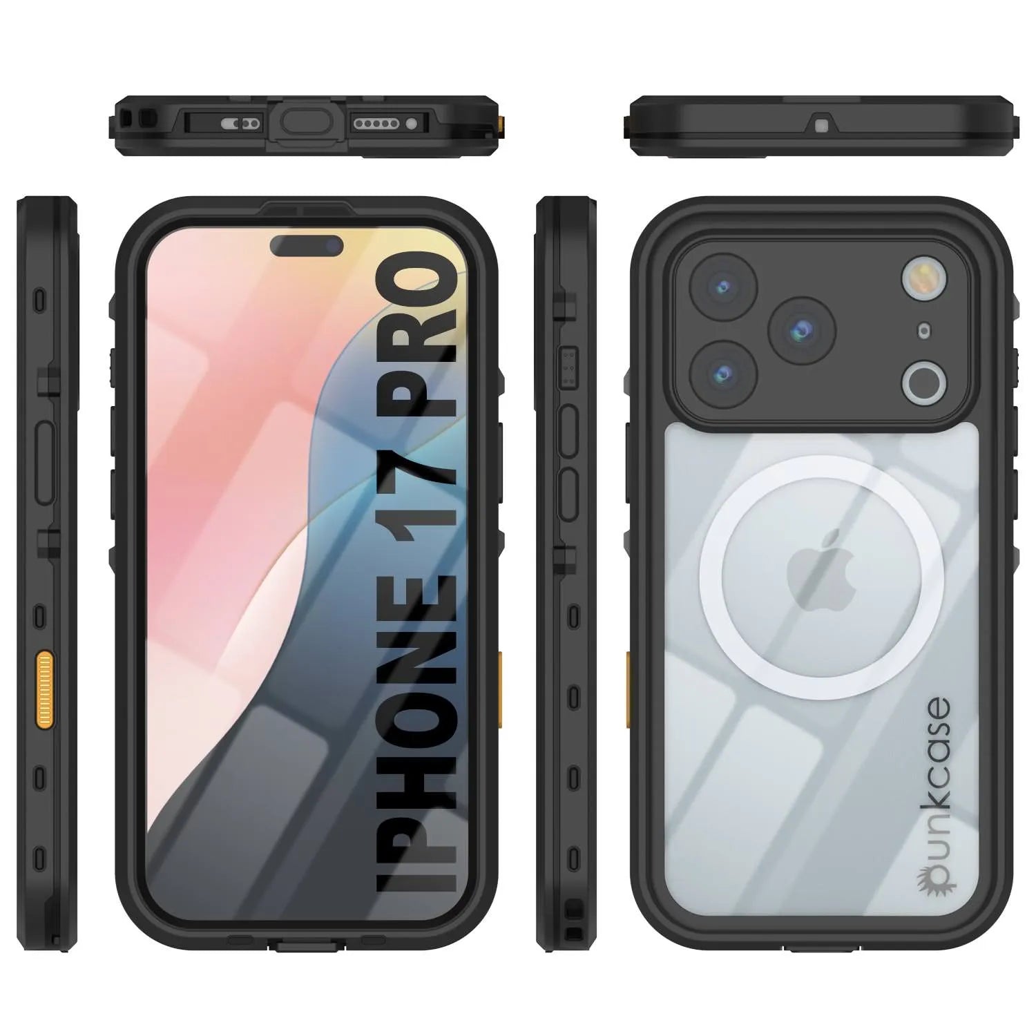iPhone 17 Pro Waterproof IP68 Case, Punkcase [Black] [StudStar Series] [Slim Fit]