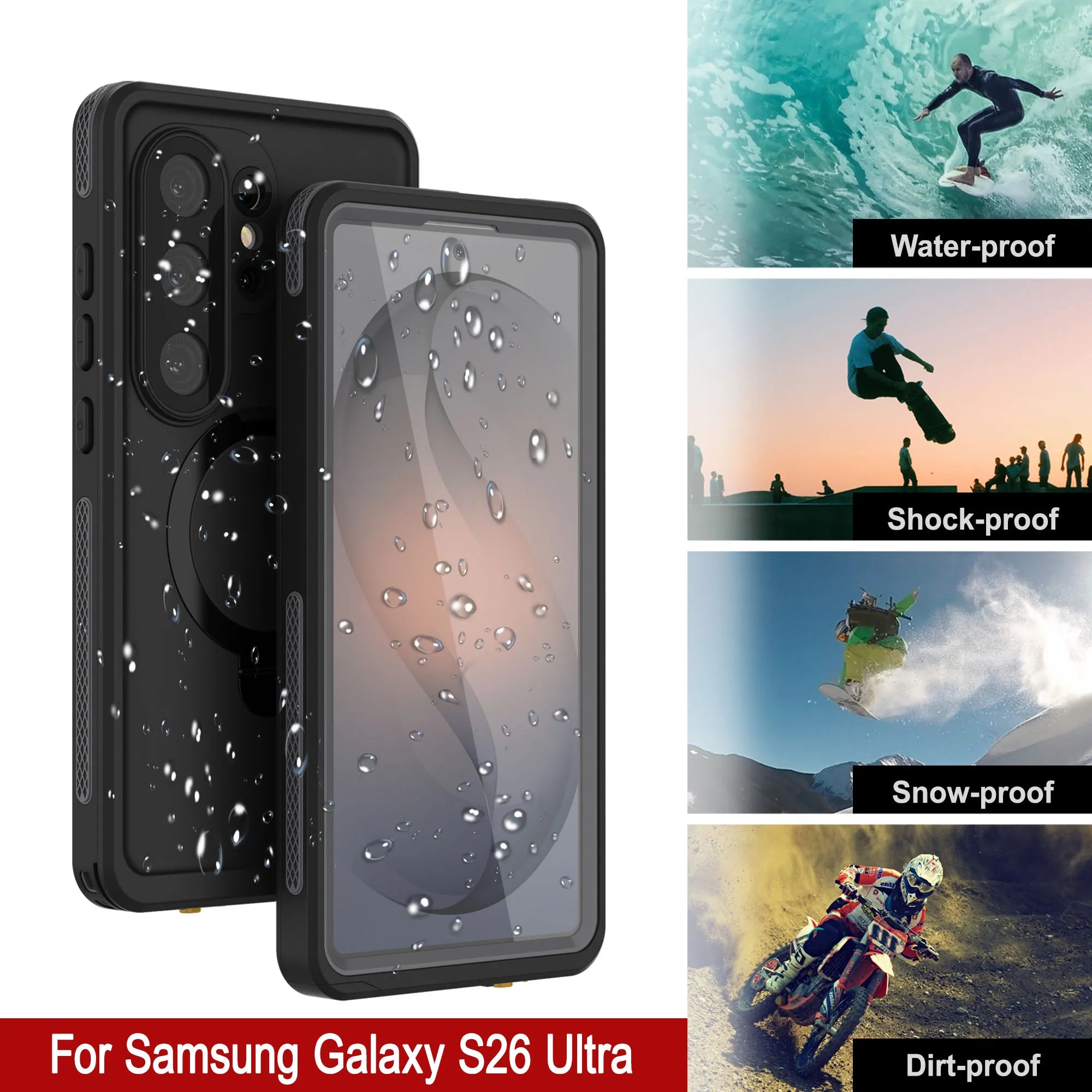 Galaxy S26 Ultra Waterproof Case [Kickstud 2.0 Series] Protective IP68 Cover W/Screen Protector & Kickstand [Grey]