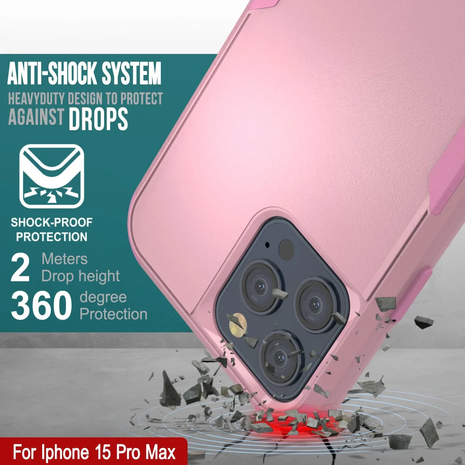 Punkcase for iPhone 15 Pro Max Belt Clip Multilayer Holster Case [Patron Series] [Pink]