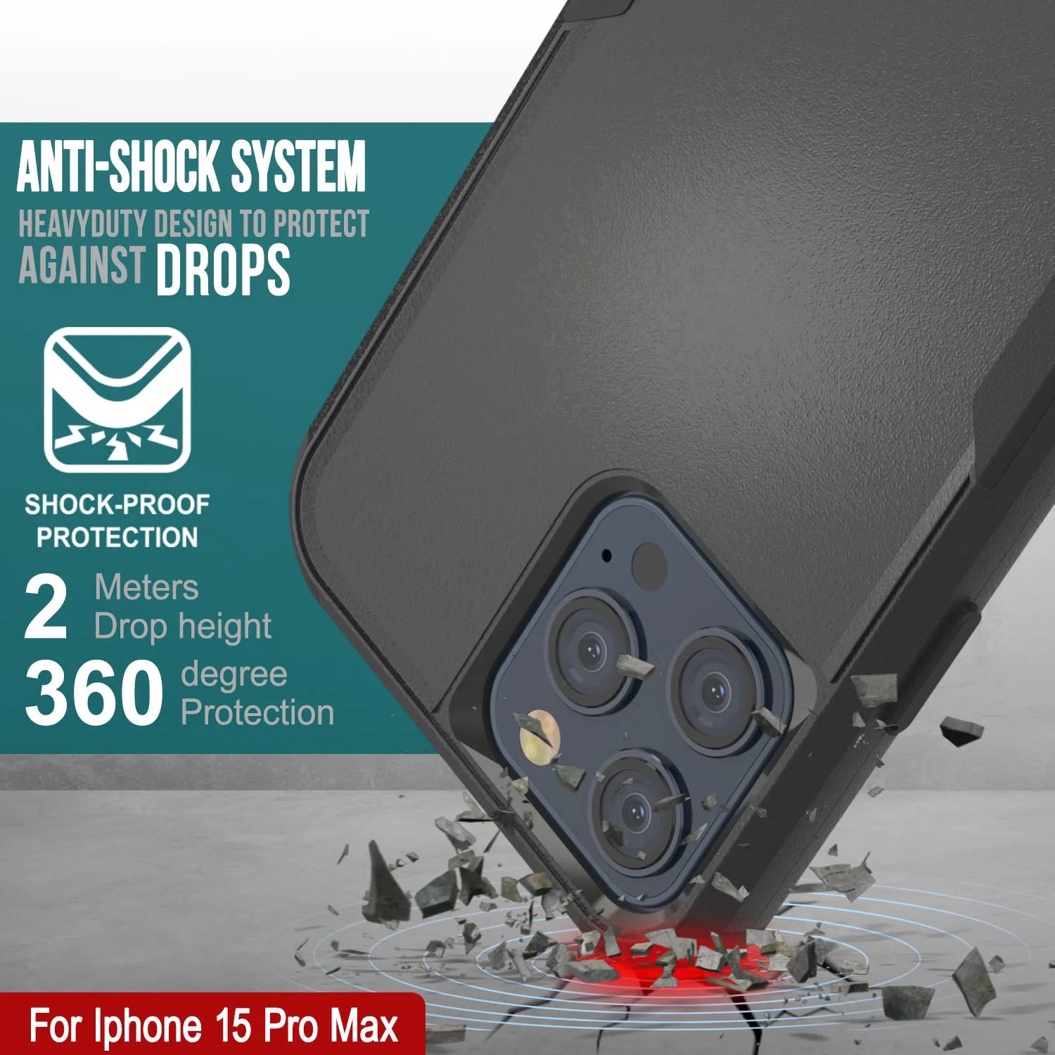 Punkcase for iPhone 15 Pro Max Belt Clip Multilayer Holster Case [Patron Series] [Black]