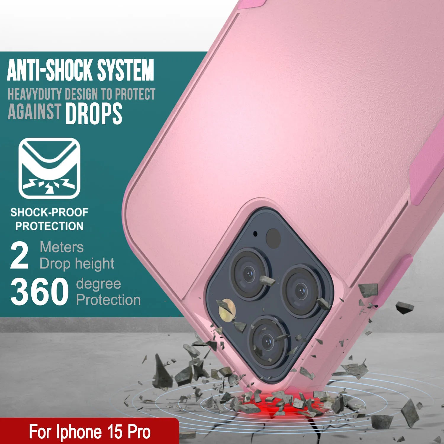 Punkcase for iPhone 15 Pro Belt Clip Multilayer Holster Case [Patron Series] [Pink]