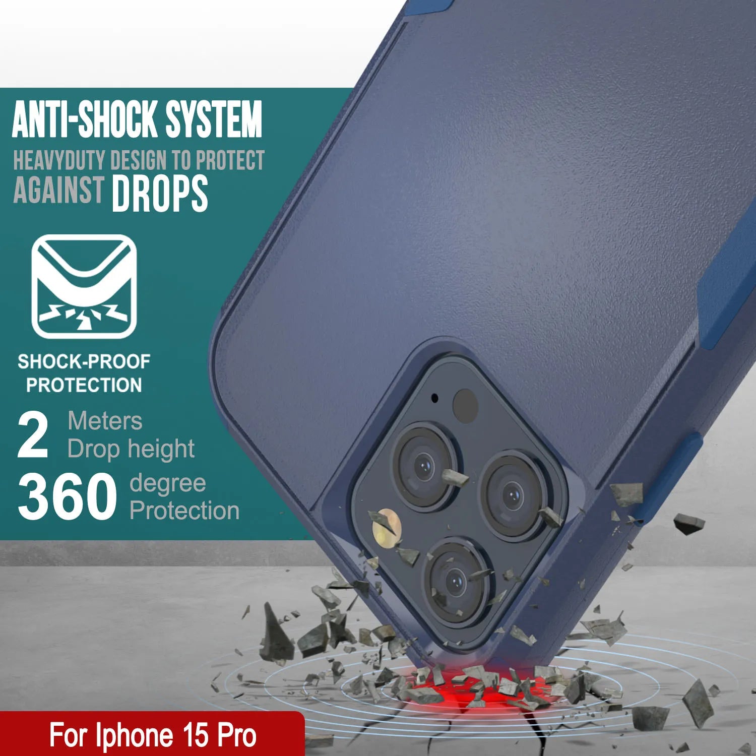 Punkcase for iPhone 15 Pro Belt Clip Multilayer Holster Case [Patron Series] [Navy]