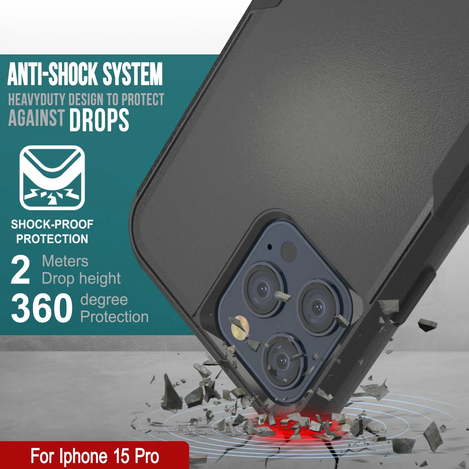 Punkcase for iPhone 15 Pro Belt Clip Multilayer Holster Case [Patron Series] [Black]