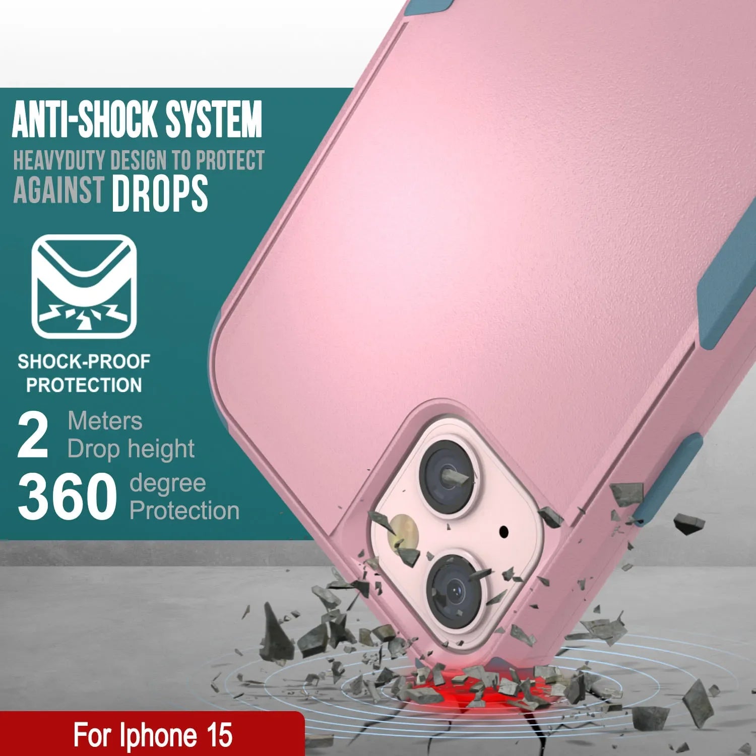 Punkcase for iPhone 15 Belt Clip Multilayer Holster Case [Patron Series] [Pink-Blue]