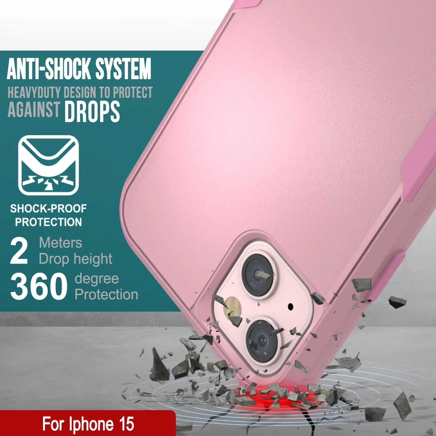 Punkcase for iPhone 15 Belt Clip Multilayer Holster Case [Patron Series] [Pink]
