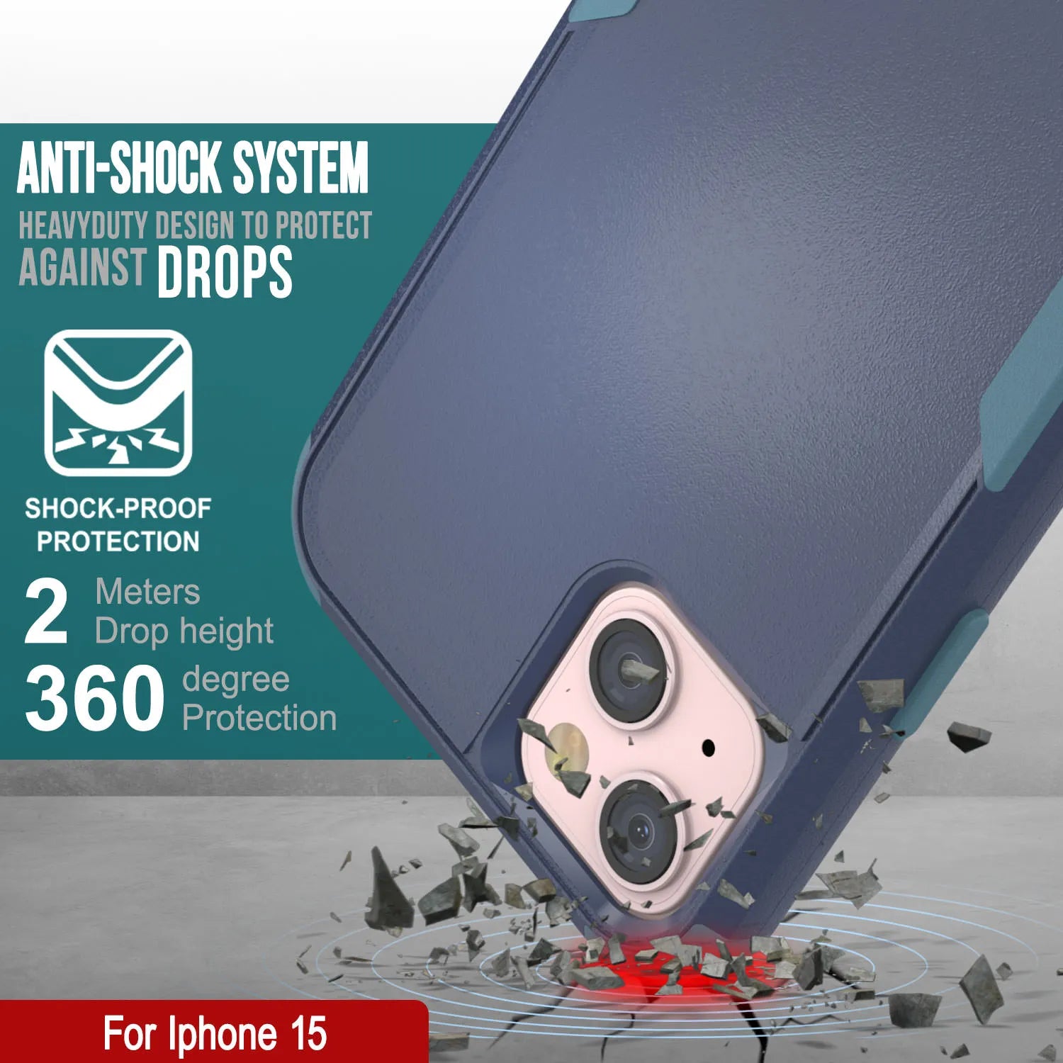 Punkcase for iPhone 15 Belt Clip Multilayer Holster Case [Patron Series] [Navy Blue]