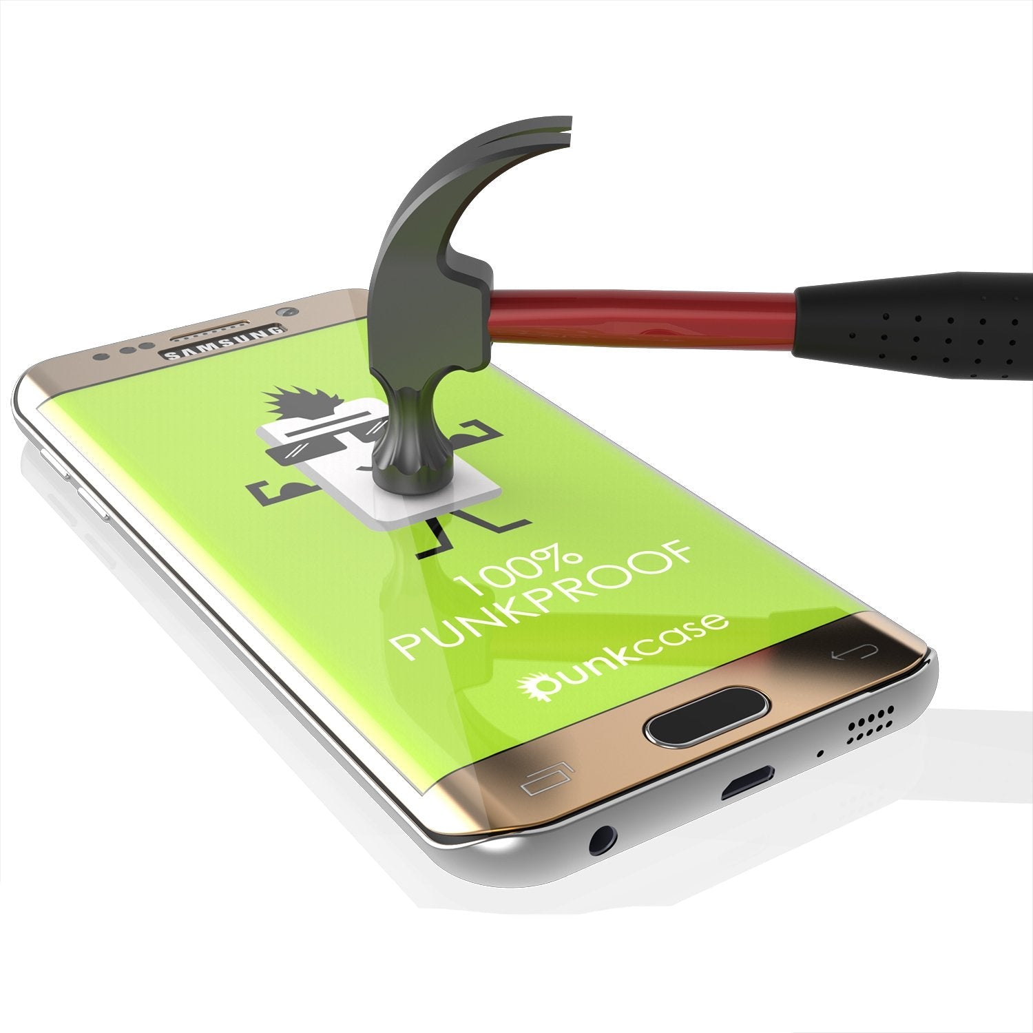 Galaxy S6 Edge Pink Tempered Glass Screen Protector, PUNKSHIELD \0.33mm Thick 9H Glass