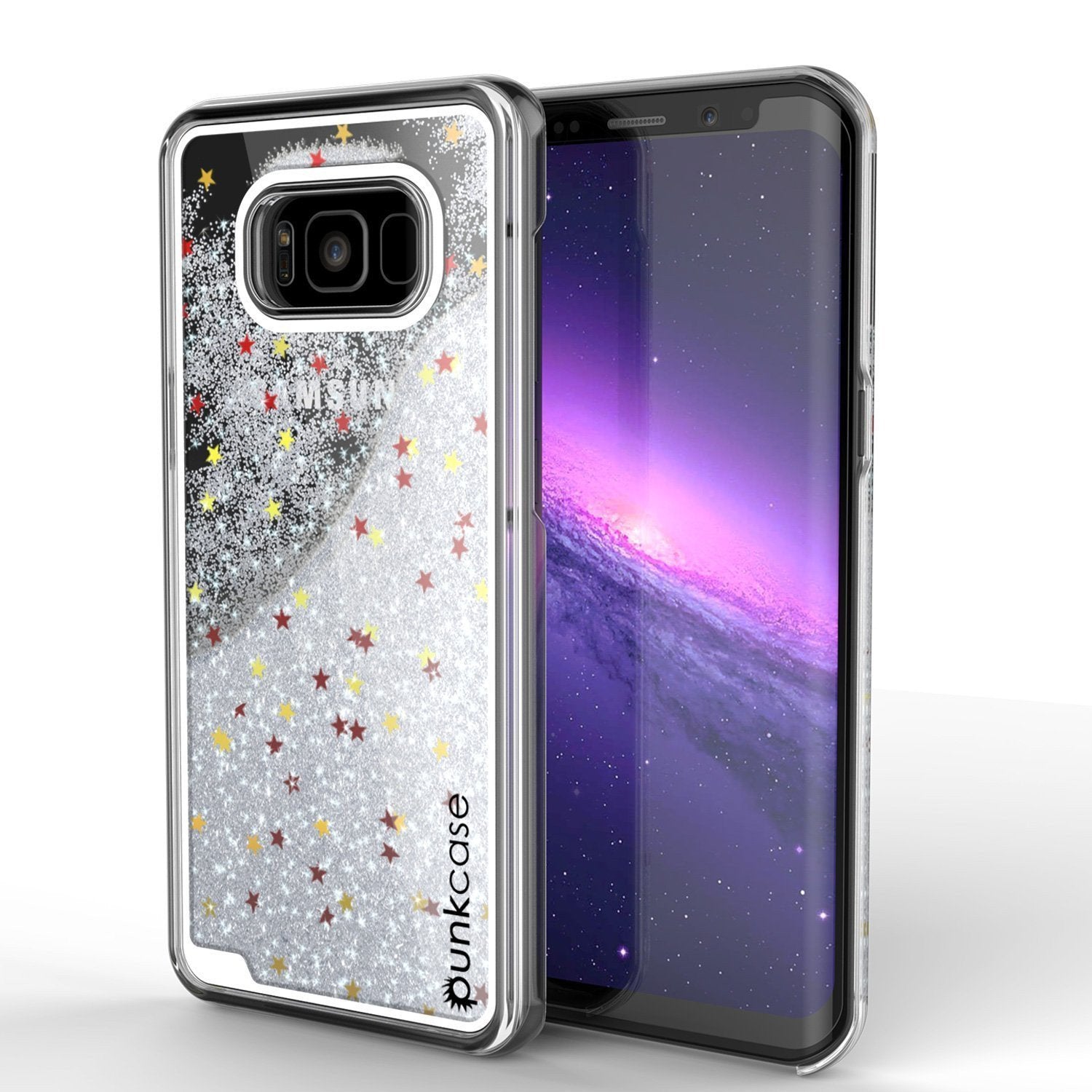 Galaxy S8 Case, Punkcase Liquid Purple Series Protective Dual Layer Floating Glitter Cover