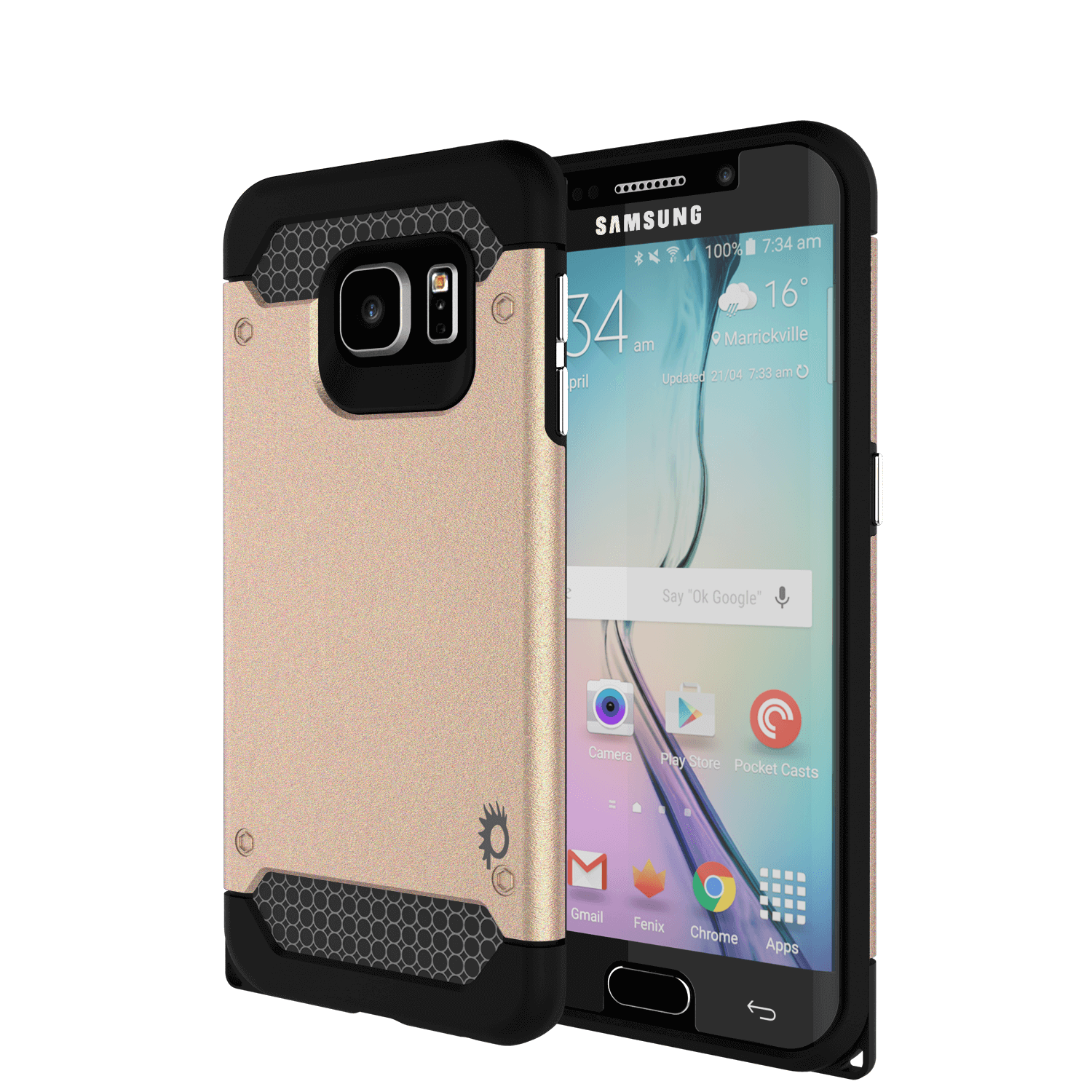 Galaxy s6 EDGE Case PunkCase Galactic Black Series Slim Armor Soft Cover w/ Screen Protector