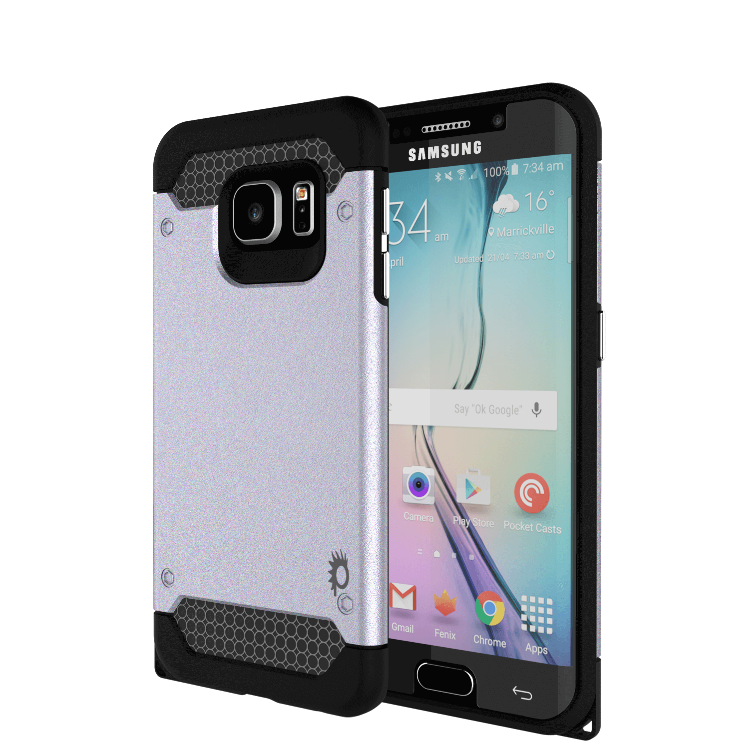 Galaxy s6 EDGE Case PunkCase Galactic Black Series Slim Armor Soft Cover w/ Screen Protector