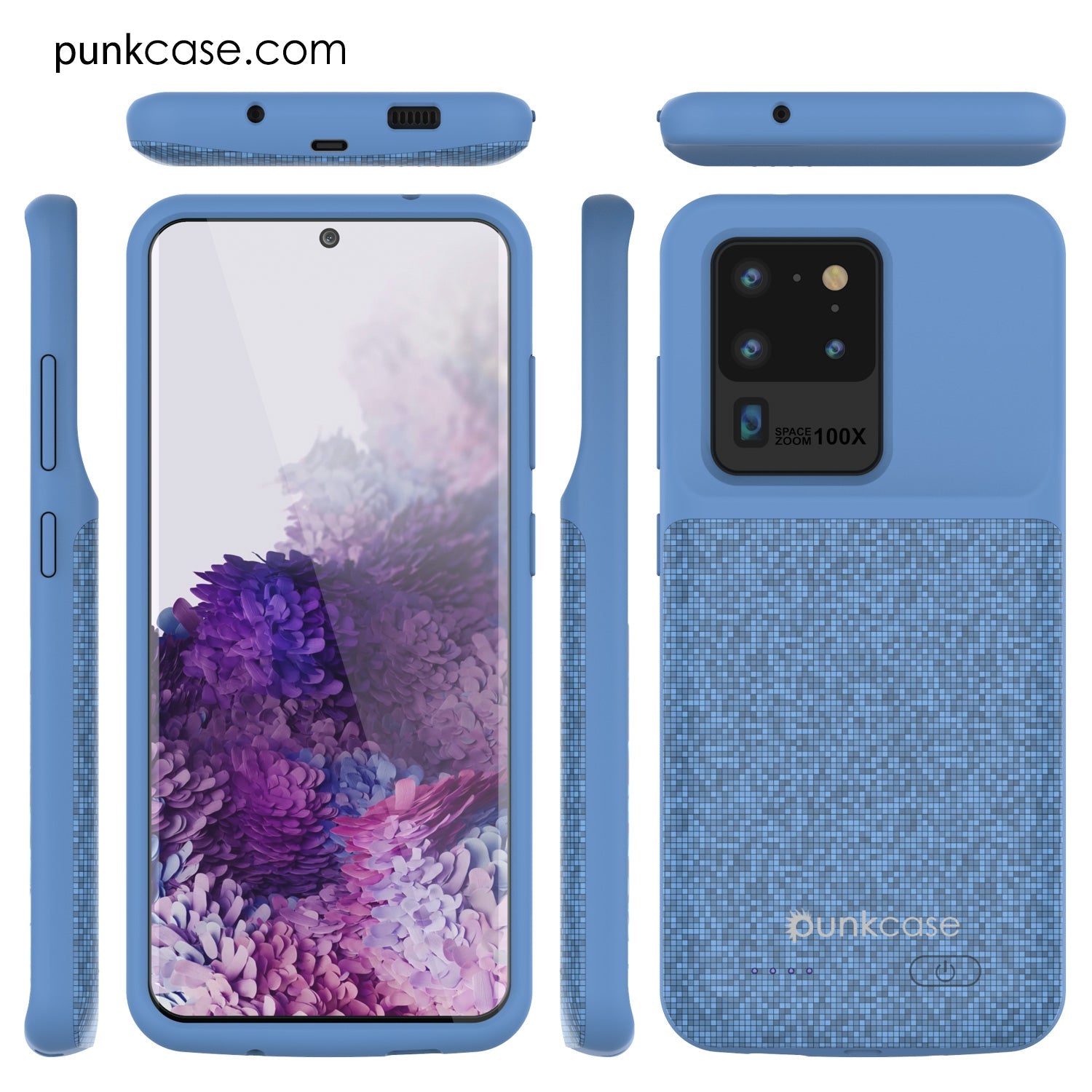 PunkJuice S20 Ultra Battery Case Patterned Blue - Fast Charging Power Juice Bank with 6000mAh