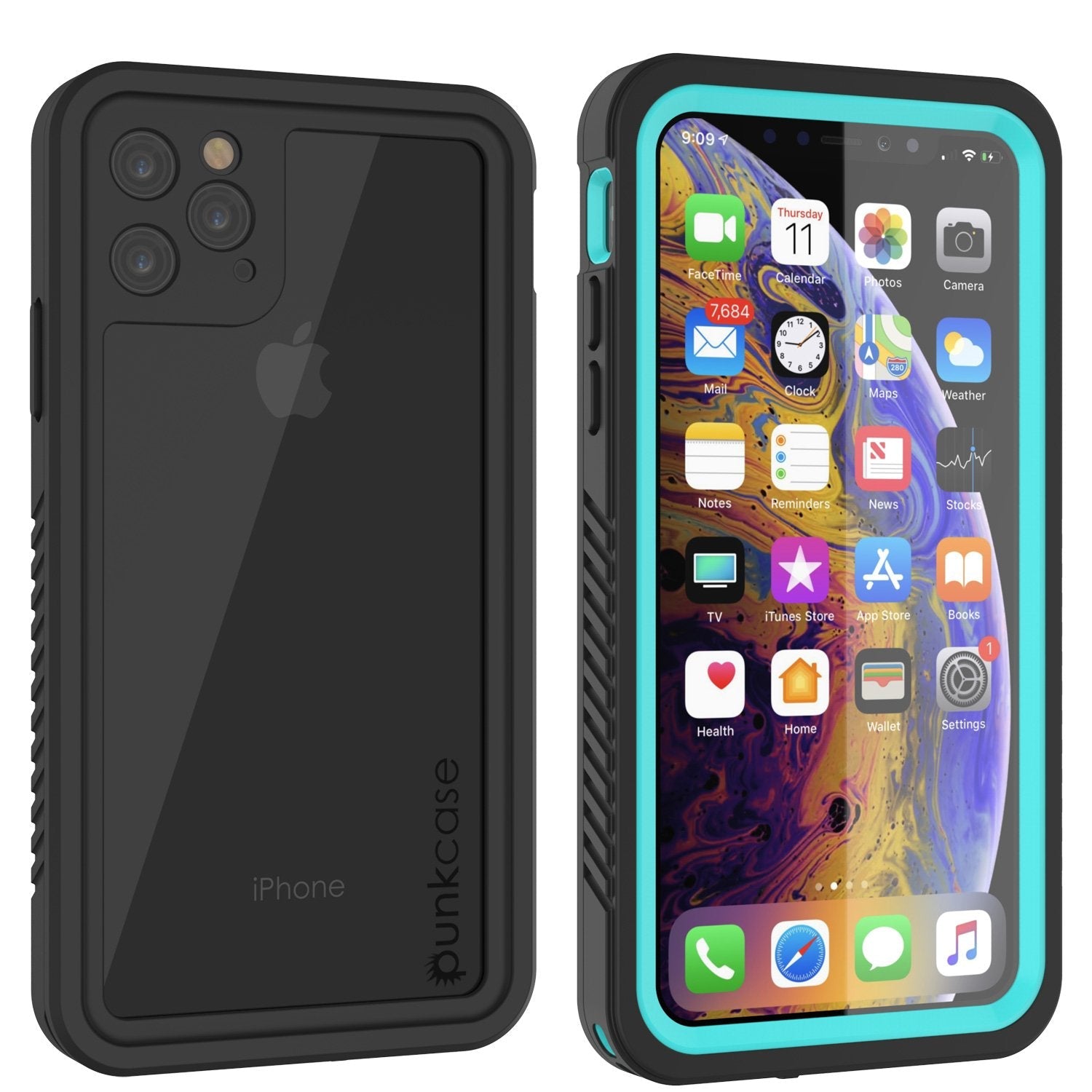iPhone 11 Pro Max Waterproof Case, Punkcase [Extreme Series] Armor Cover W/ Built In Screen Protector [Light Blue]