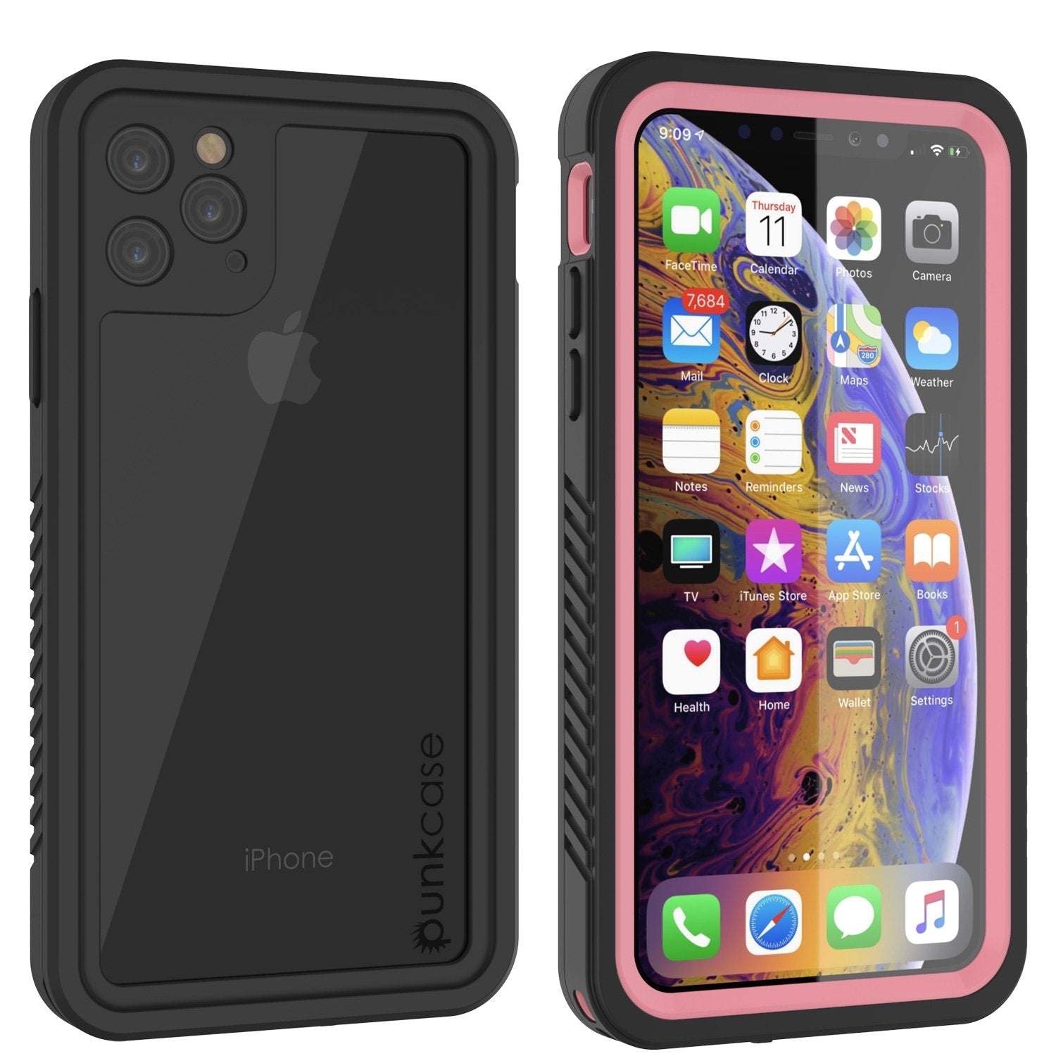 iPhone 11 Pro Max Waterproof Case, Punkcase [Extreme Series] Armor Cover W/ Built In Screen Protector [Red]