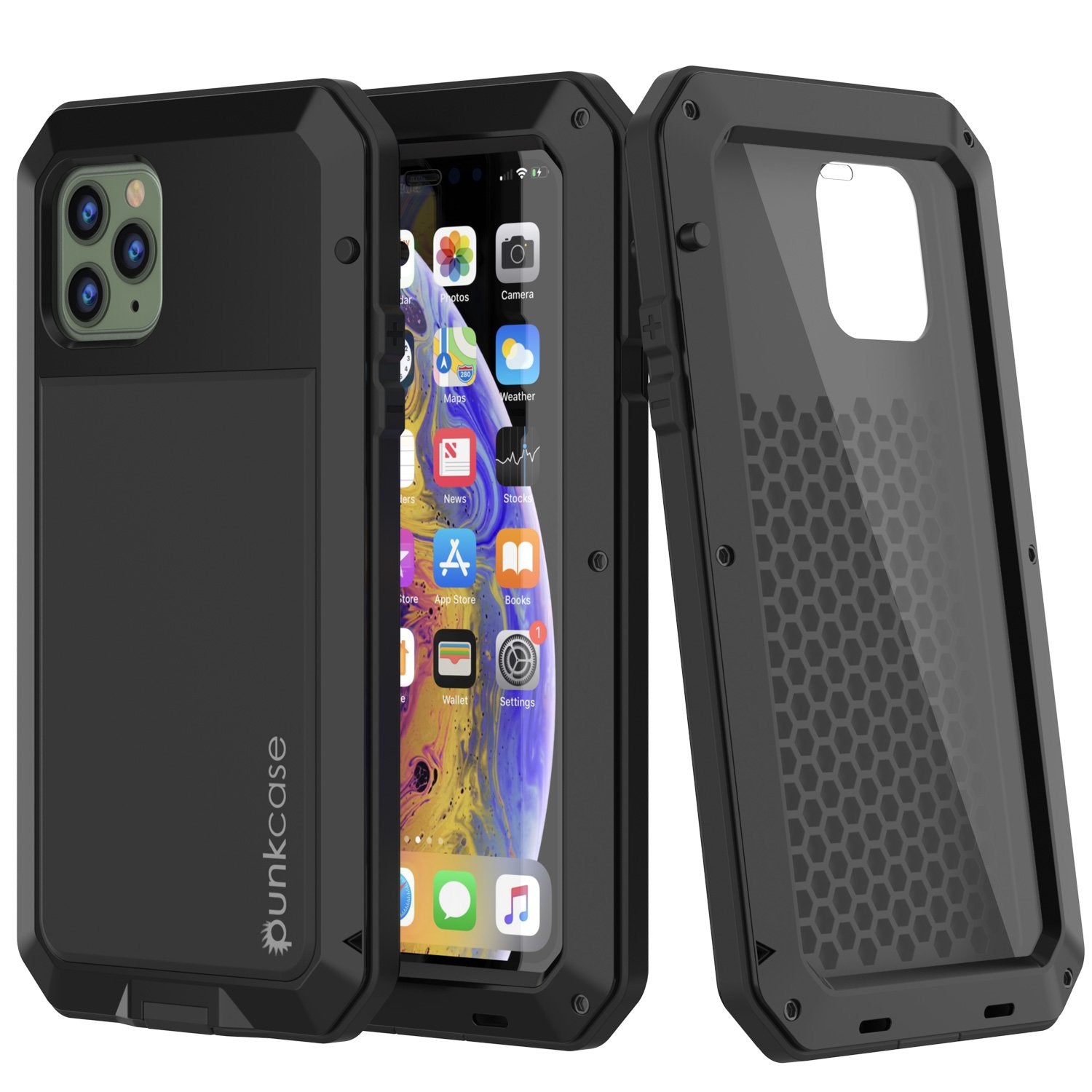 iPhone 11 Pro Max Metal Case, Heavy Duty Military Grade Armor Cover [shock proof] Full Body Hard [Neon]