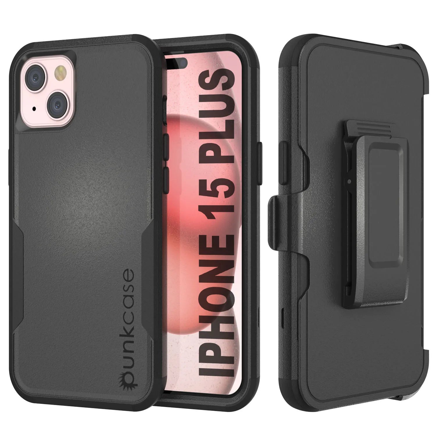 Punkcase for iPhone 15 Plus Belt Clip Multilayer Holster Case [Patron Series] [Navy]