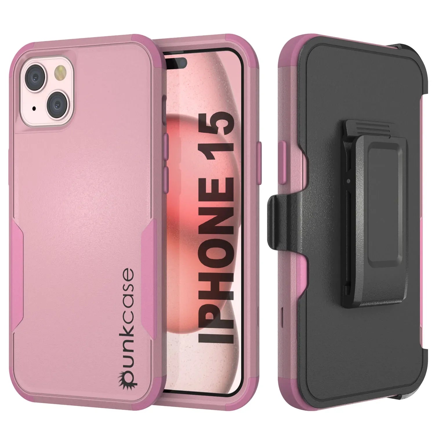 Punkcase for iPhone 15 Belt Clip Multilayer Holster Case [Patron Series] [Pink]