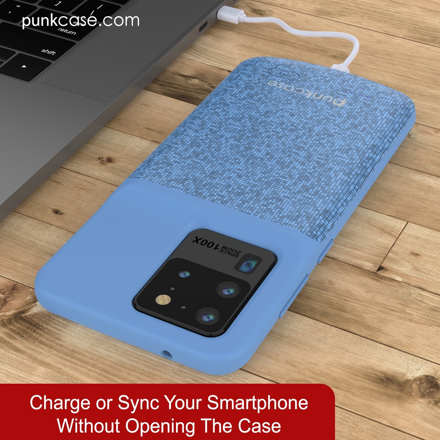 PunkJuice S20 Ultra Battery Case Patterned Blue - Fast Charging Power Juice Bank with 6000mAh