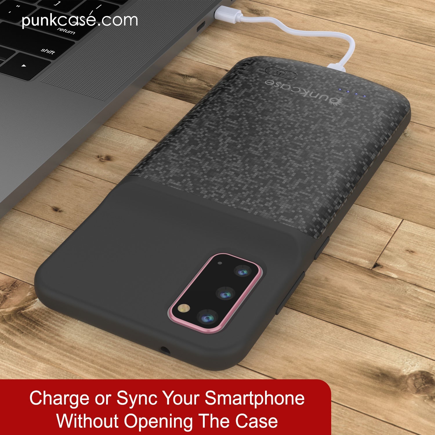 PunkJuice S20 Battery Case Patterned Black - Fast Charging Power Juice Bank with 4800mAh