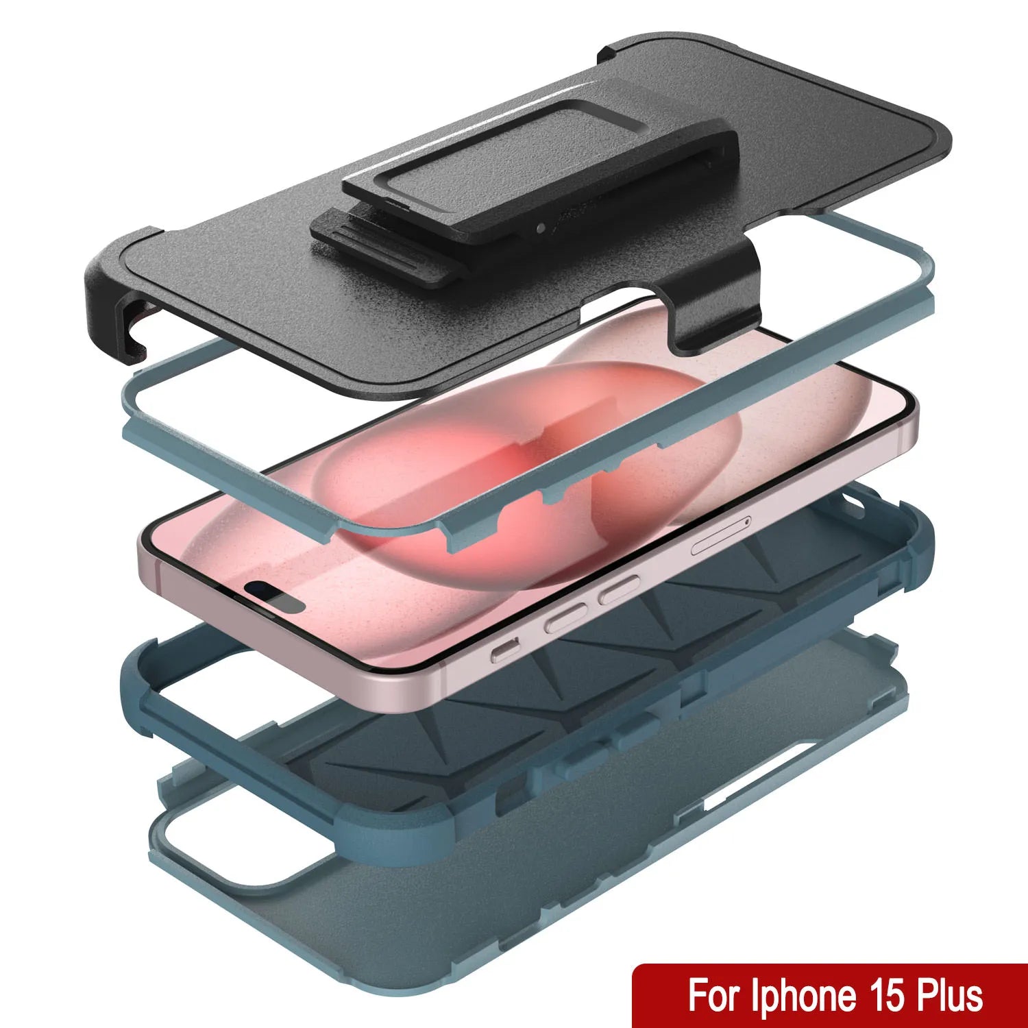 Punkcase for iPhone 15 Plus Belt Clip Multilayer Holster Case [Patron Series] [Mint]