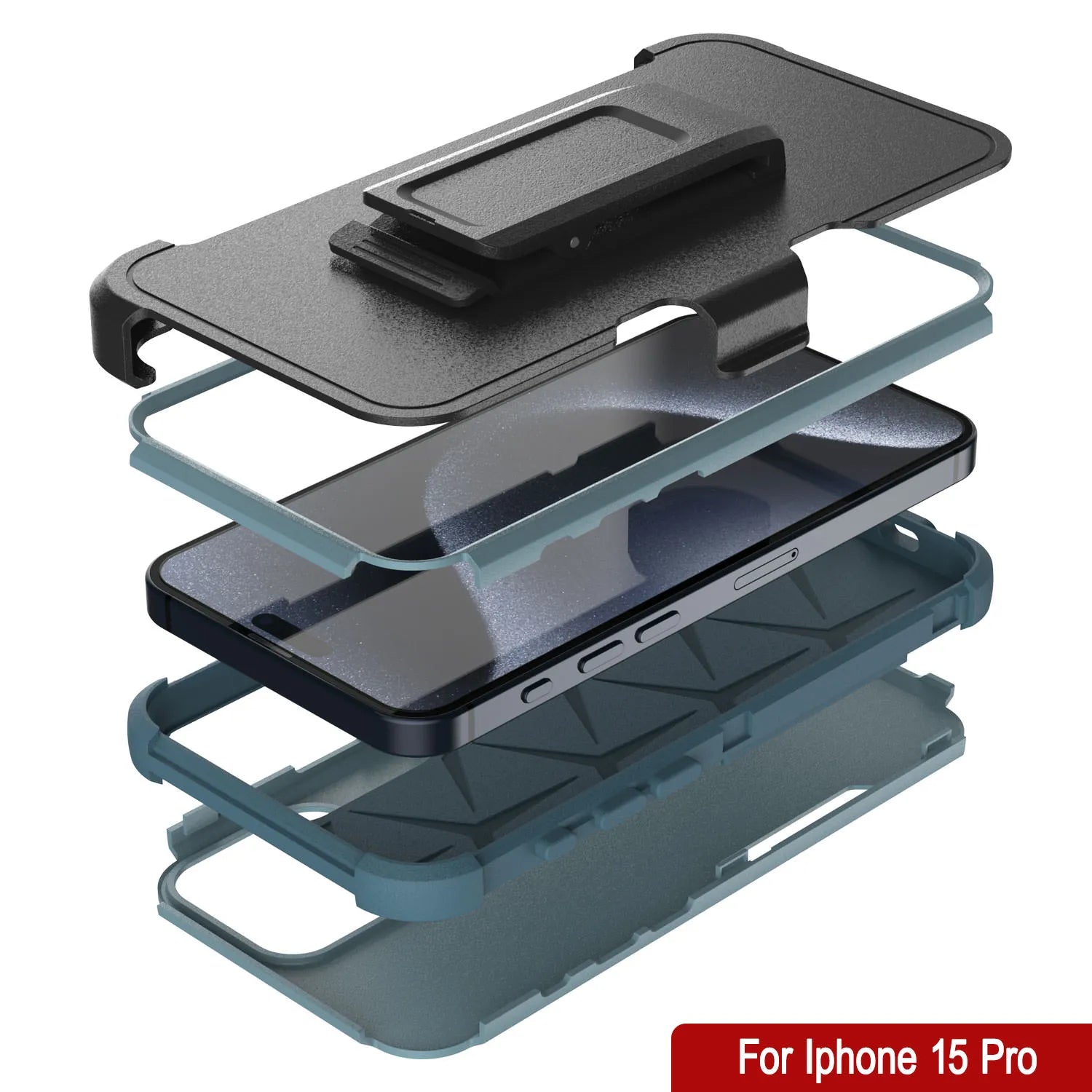 Punkcase for iPhone 15 Pro Belt Clip Multilayer Holster Case [Patron Series] [Mint]