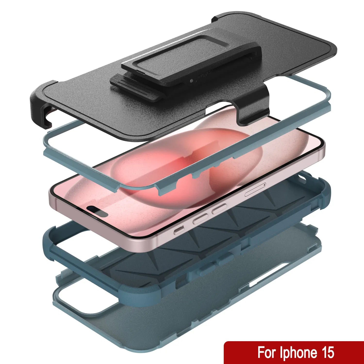 Punkcase for iPhone 15 Belt Clip Multilayer Holster Case [Patron Series] [Mint]