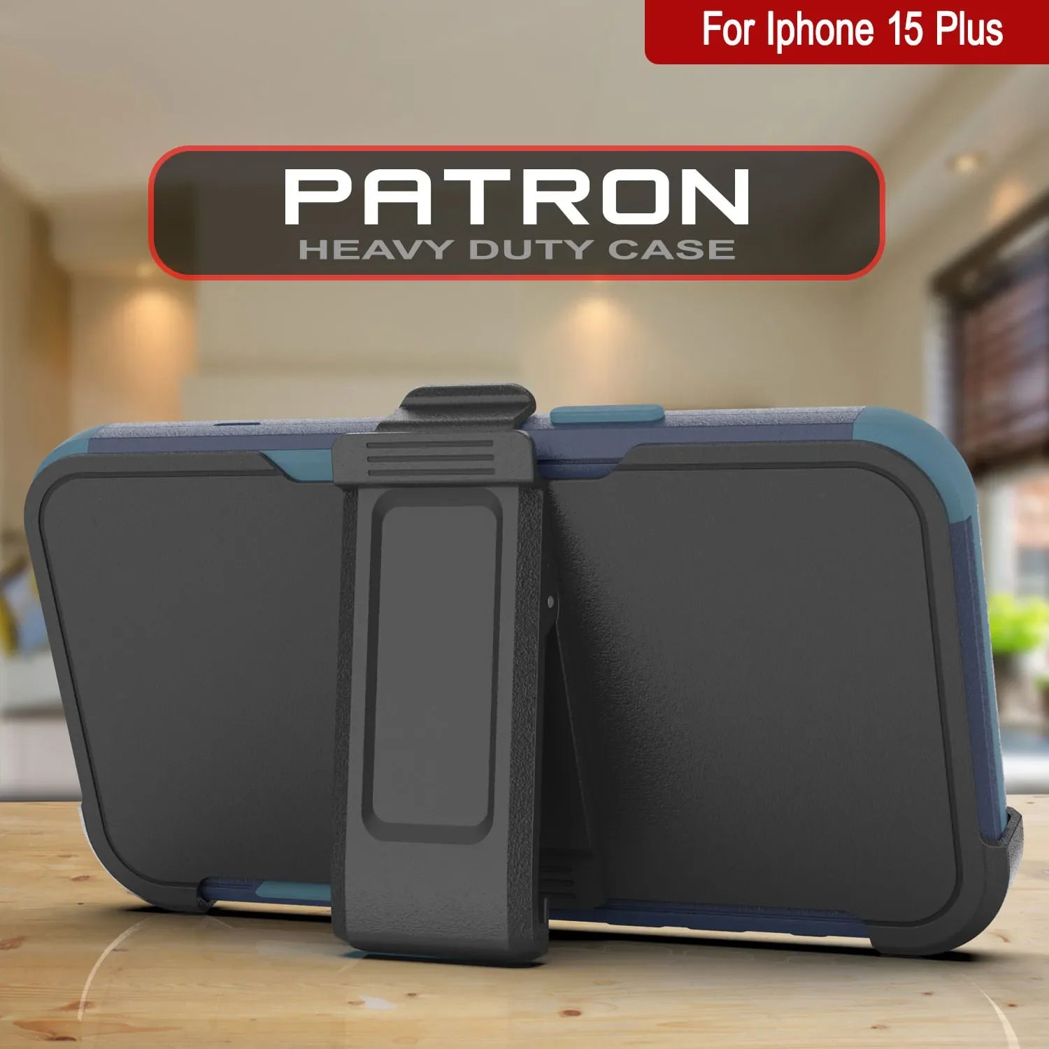 Punkcase for iPhone 15 Plus Belt Clip Multilayer Holster Case [Patron Series] [Navy Blue]