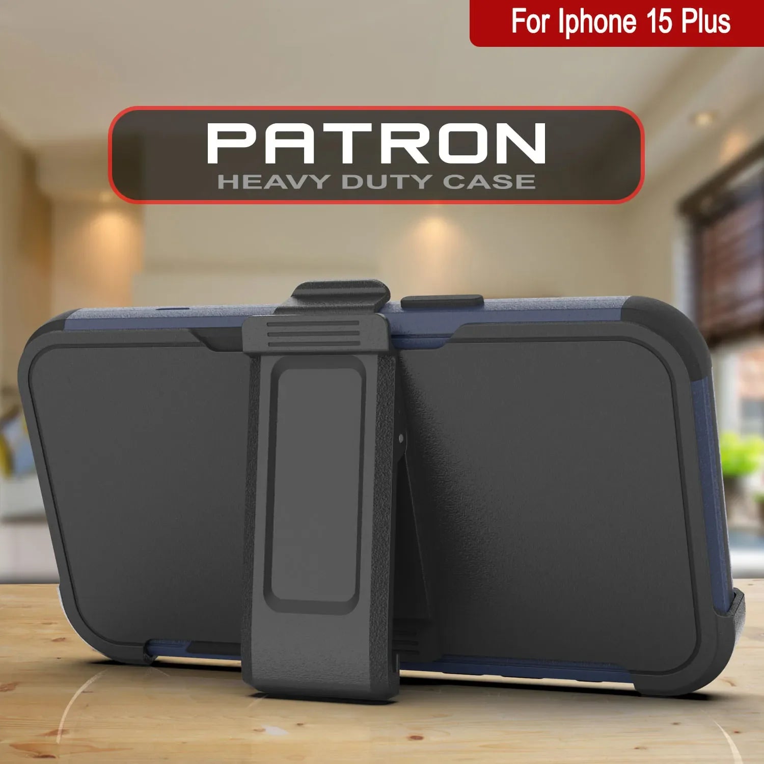 Punkcase for iPhone 15 Plus Belt Clip Multilayer Holster Case [Patron Series] [Navy Black]