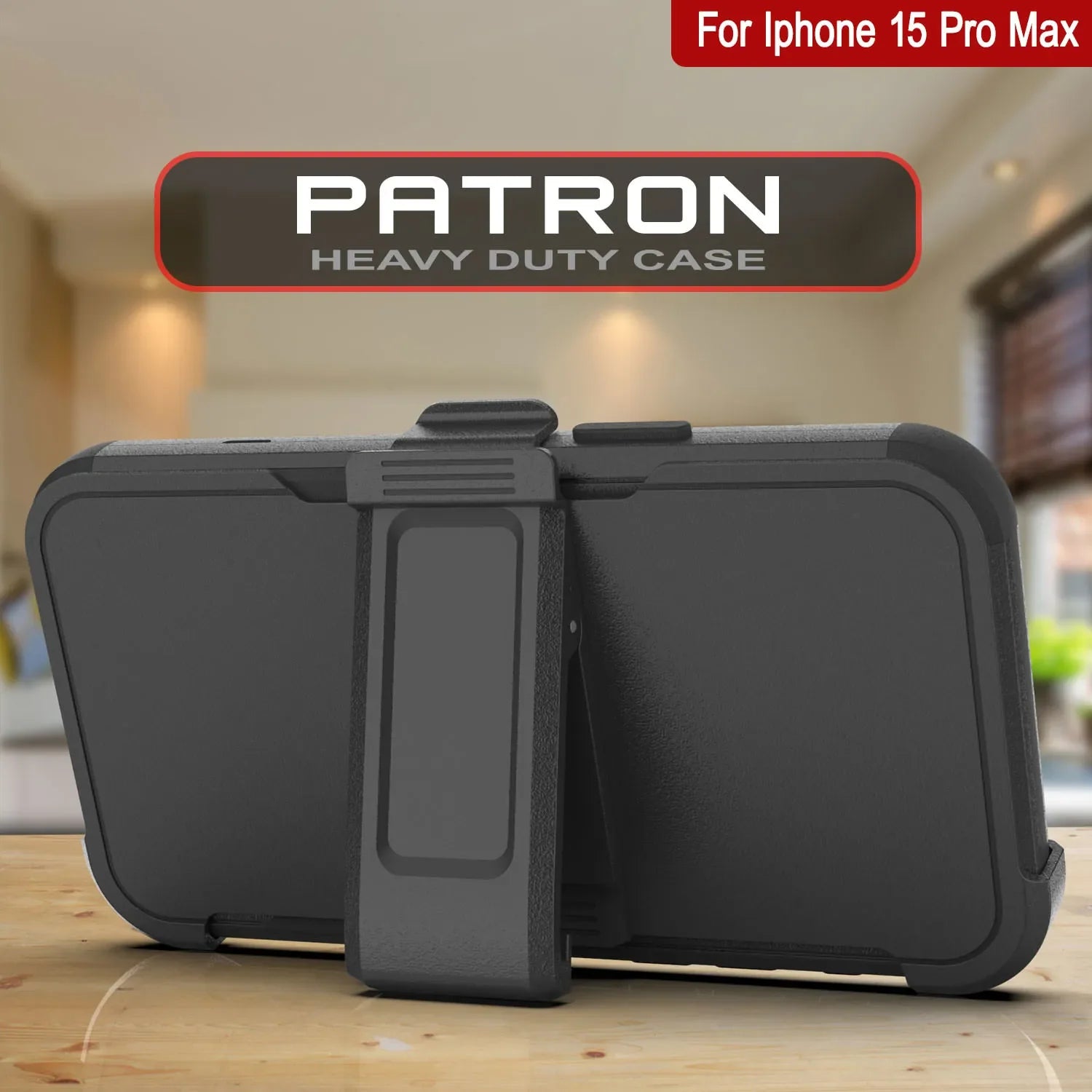 Punkcase for iPhone 15 Pro Max Belt Clip Multilayer Holster Case [Patron Series] [Black]