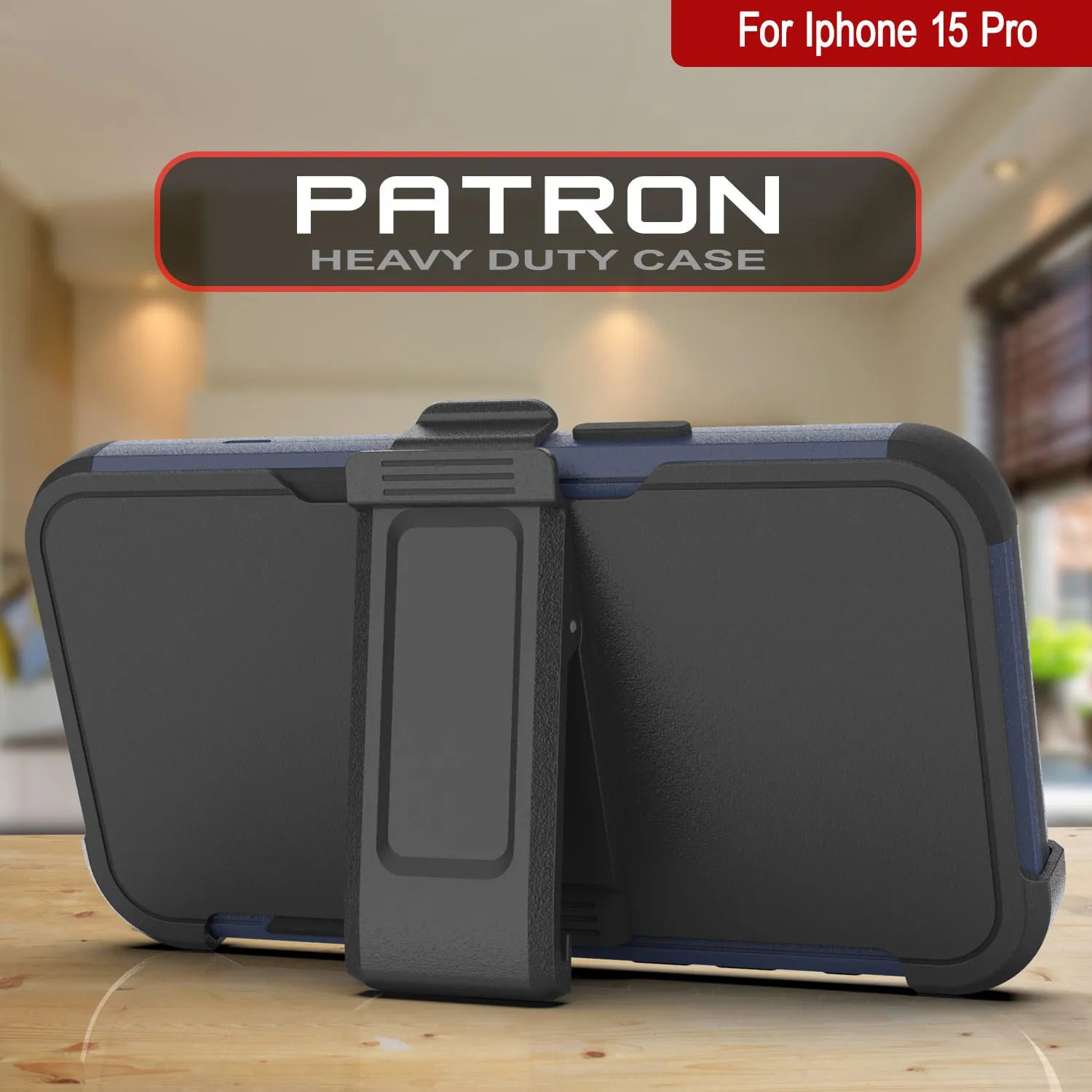 Punkcase for iPhone 15 Pro Belt Clip Multilayer Holster Case [Patron Series] [Navy Black]