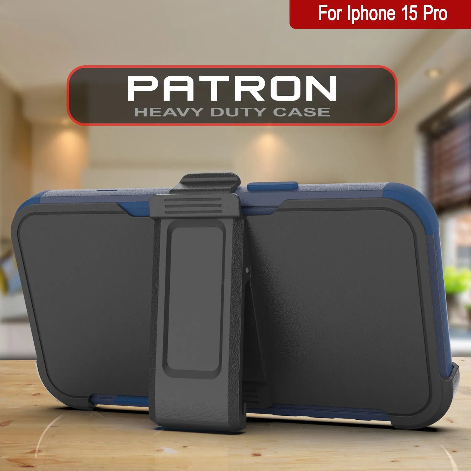 Punkcase for iPhone 15 Pro Belt Clip Multilayer Holster Case [Patron Series] [Navy]