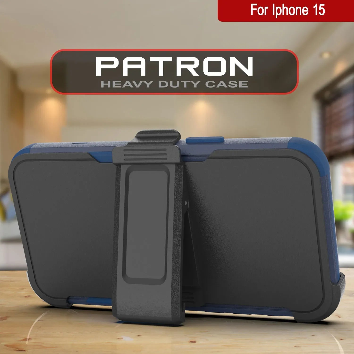 Punkcase for iPhone 15 Belt Clip Multilayer Holster Case [Patron Series] [Navy]