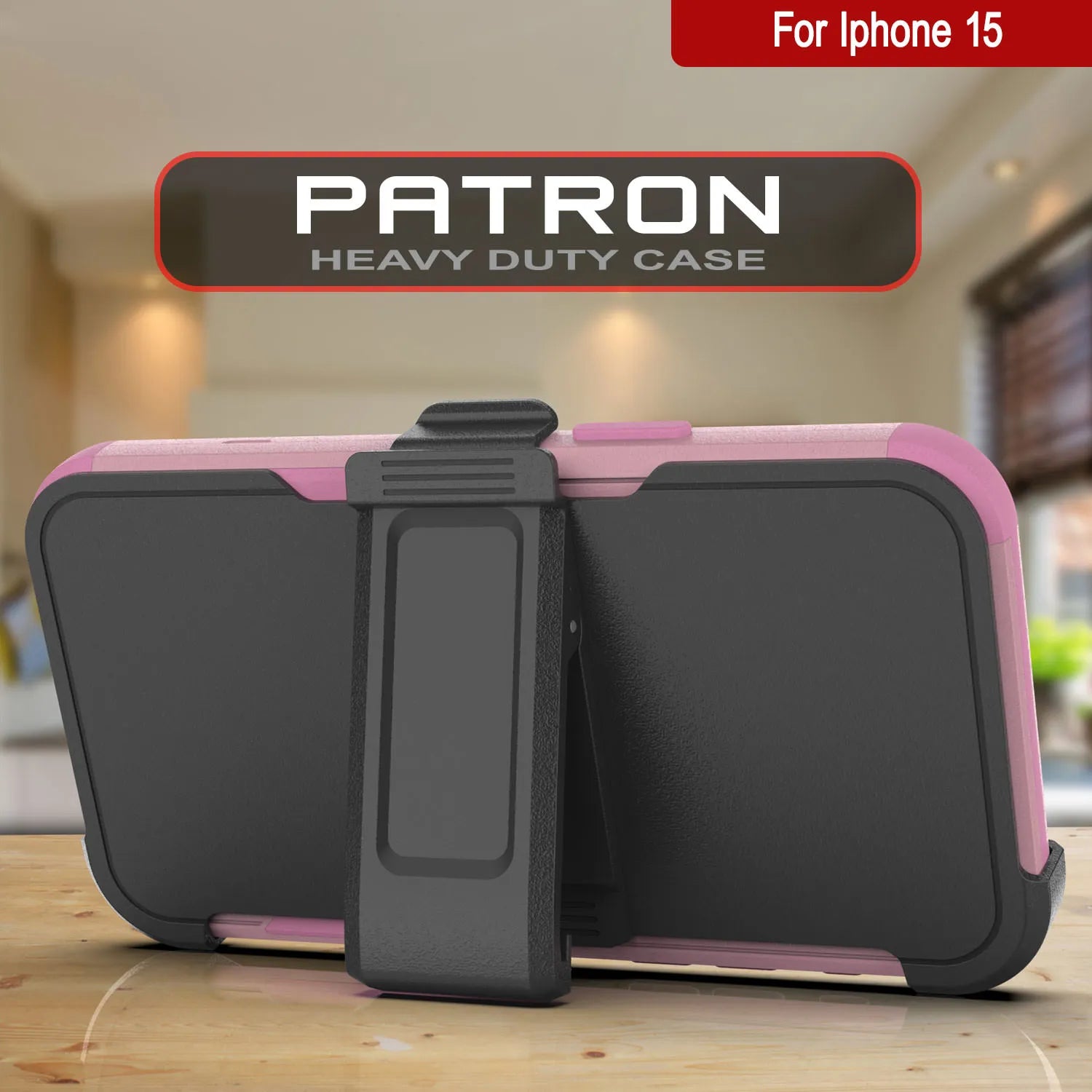 Punkcase for iPhone 15 Belt Clip Multilayer Holster Case [Patron Series] [Pink]