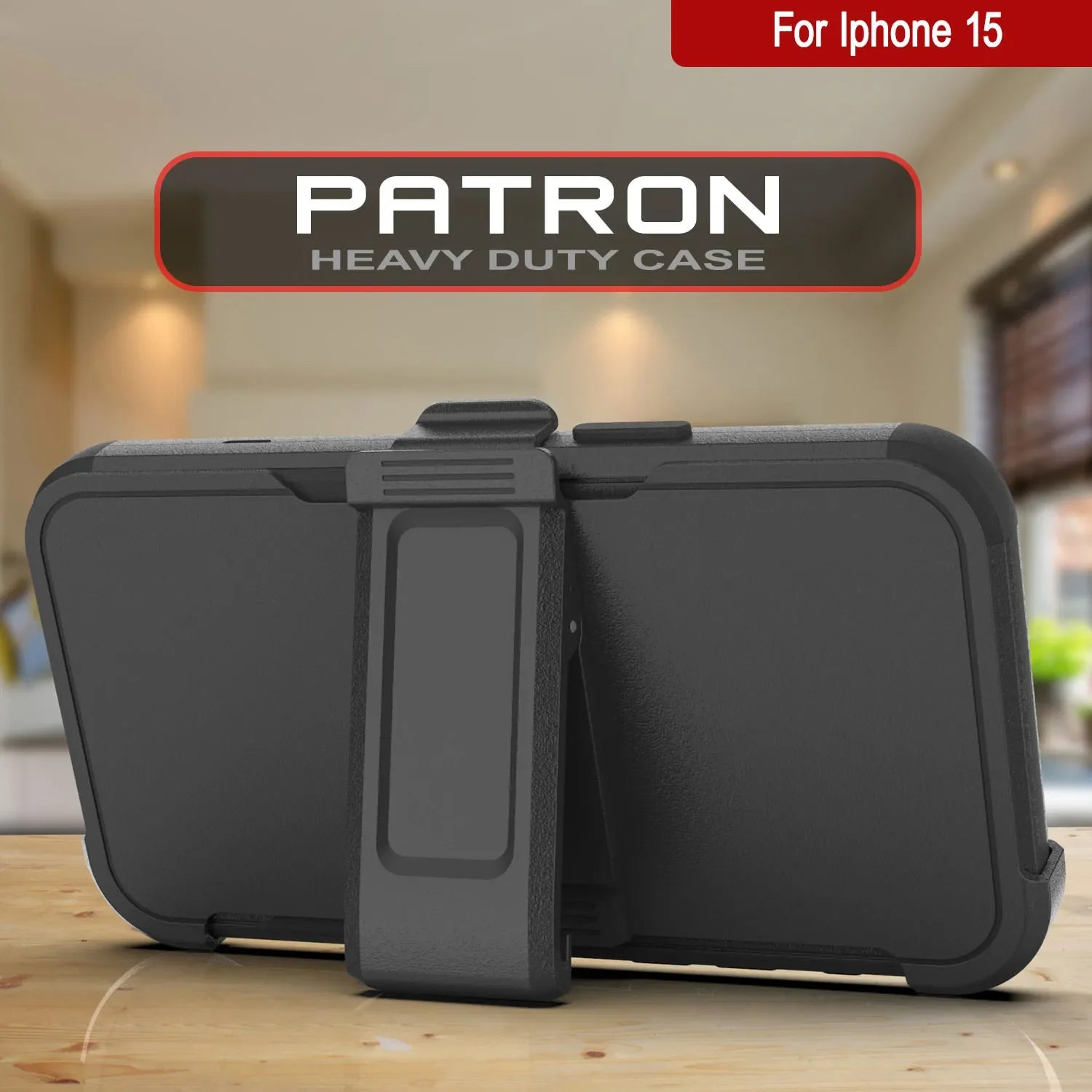Punkcase for iPhone 15 Belt Clip Multilayer Holster Case [Patron Series] [Black]