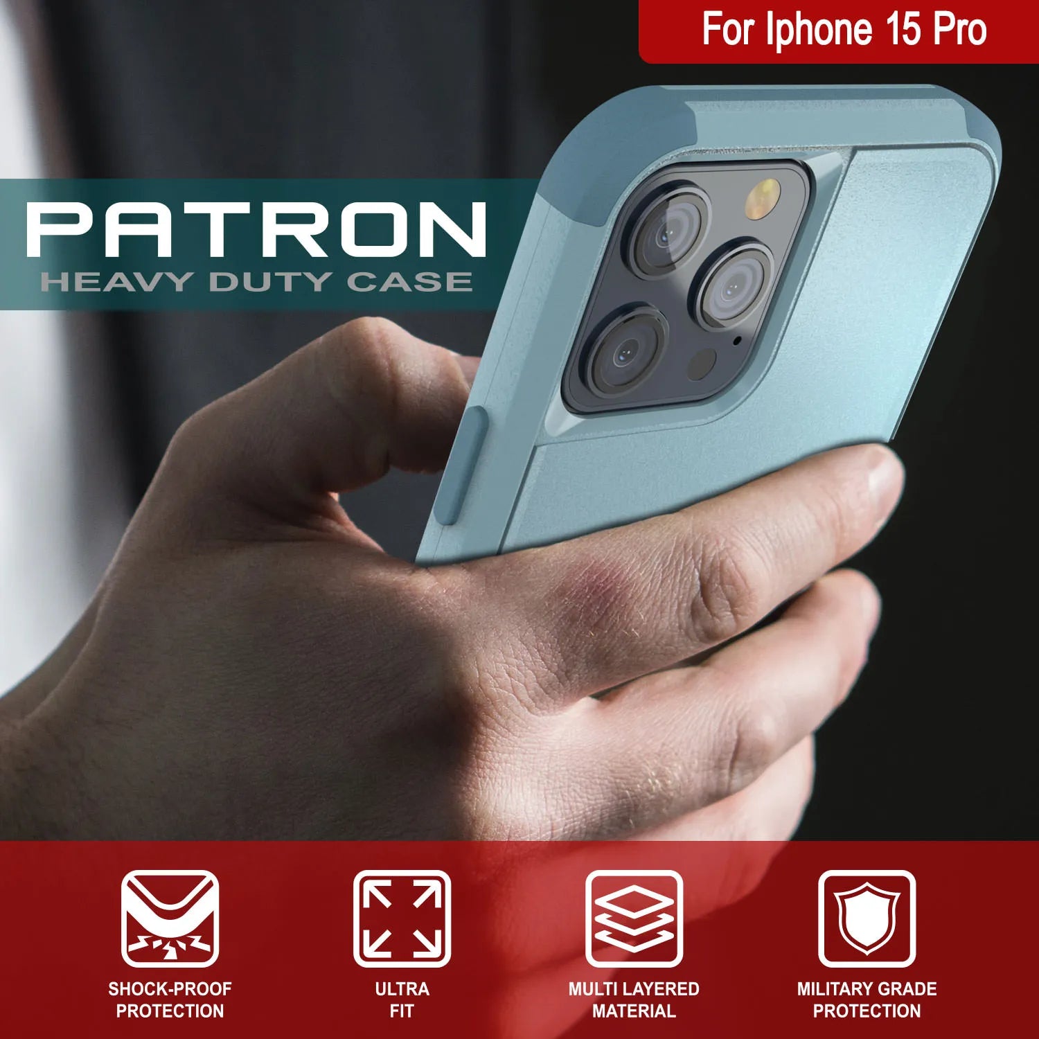 Punkcase for iPhone 15 Pro Belt Clip Multilayer Holster Case [Patron Series] [Mint]