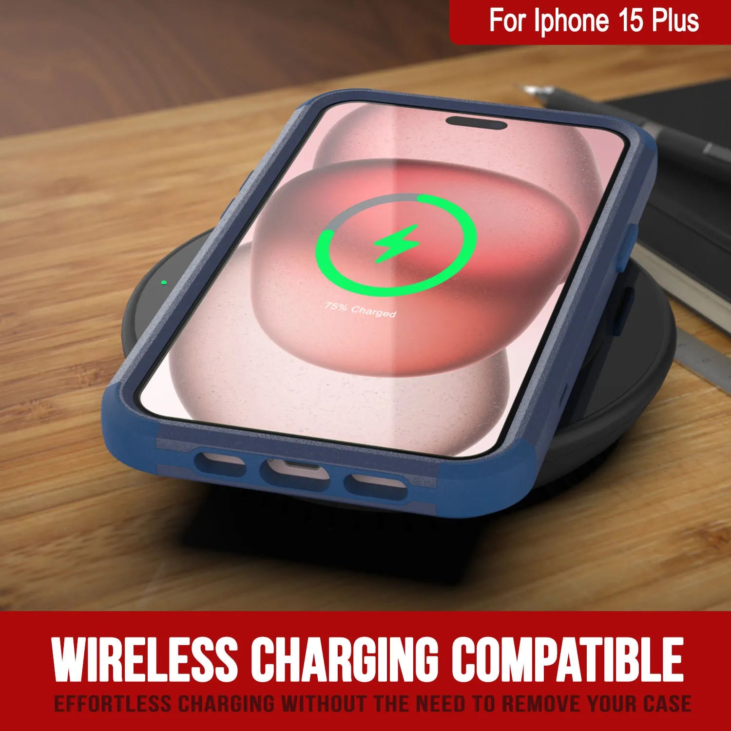 Punkcase for iPhone 15 Plus Belt Clip Multilayer Holster Case [Patron Series] [Navy]