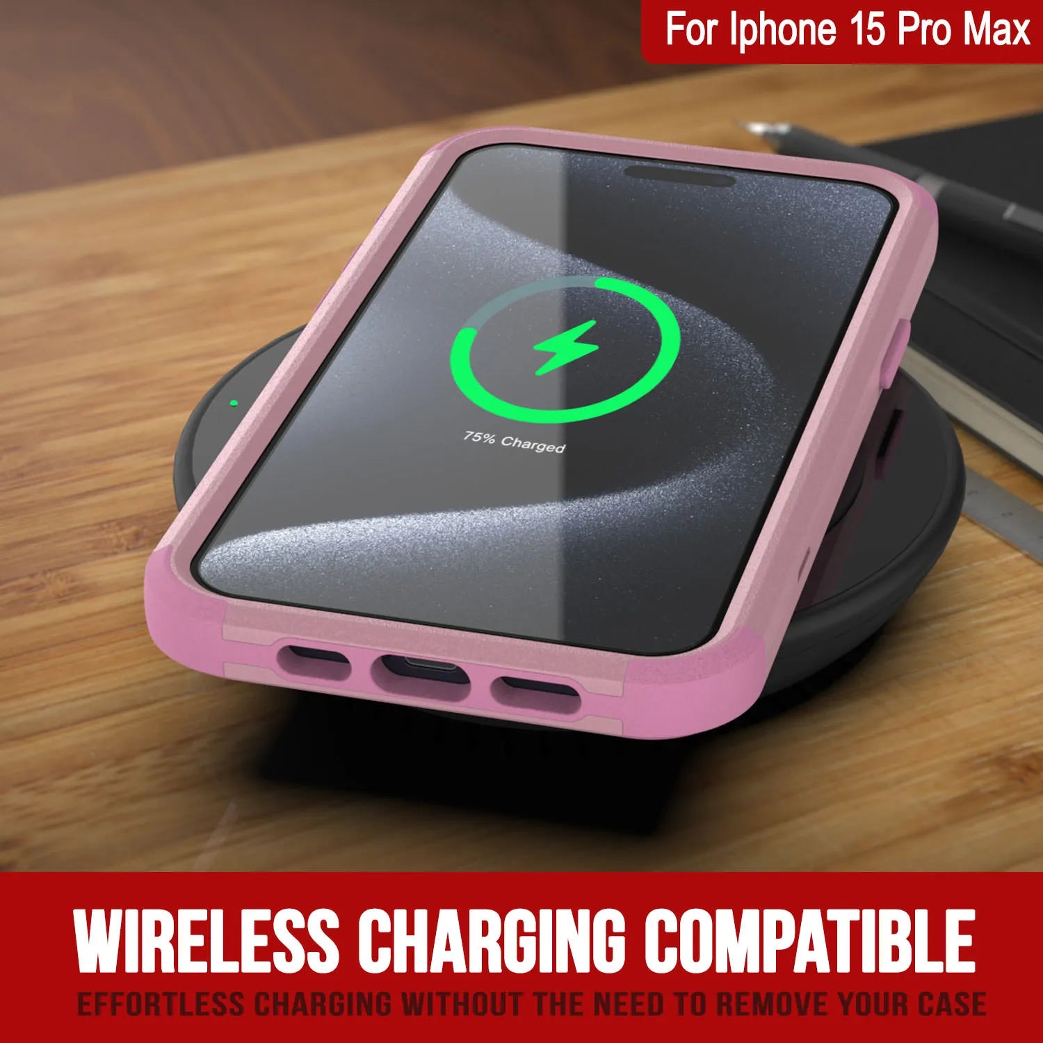 Punkcase for iPhone 15 Pro Max Belt Clip Multilayer Holster Case [Patron Series] [Pink]