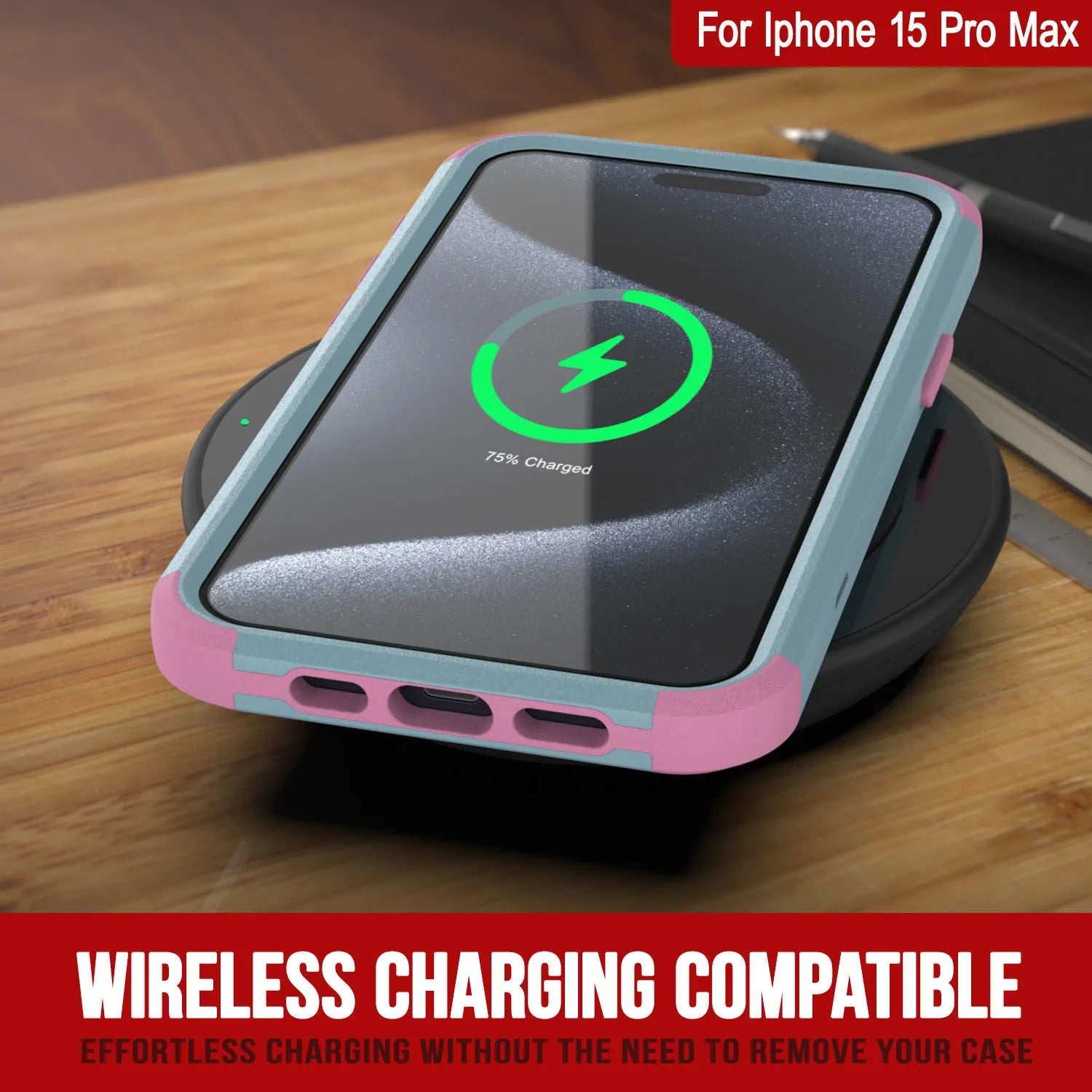 Punkcase for iPhone 15 Pro Max Belt Clip Multilayer Holster Case [Patron Series] [Mint-Pink]